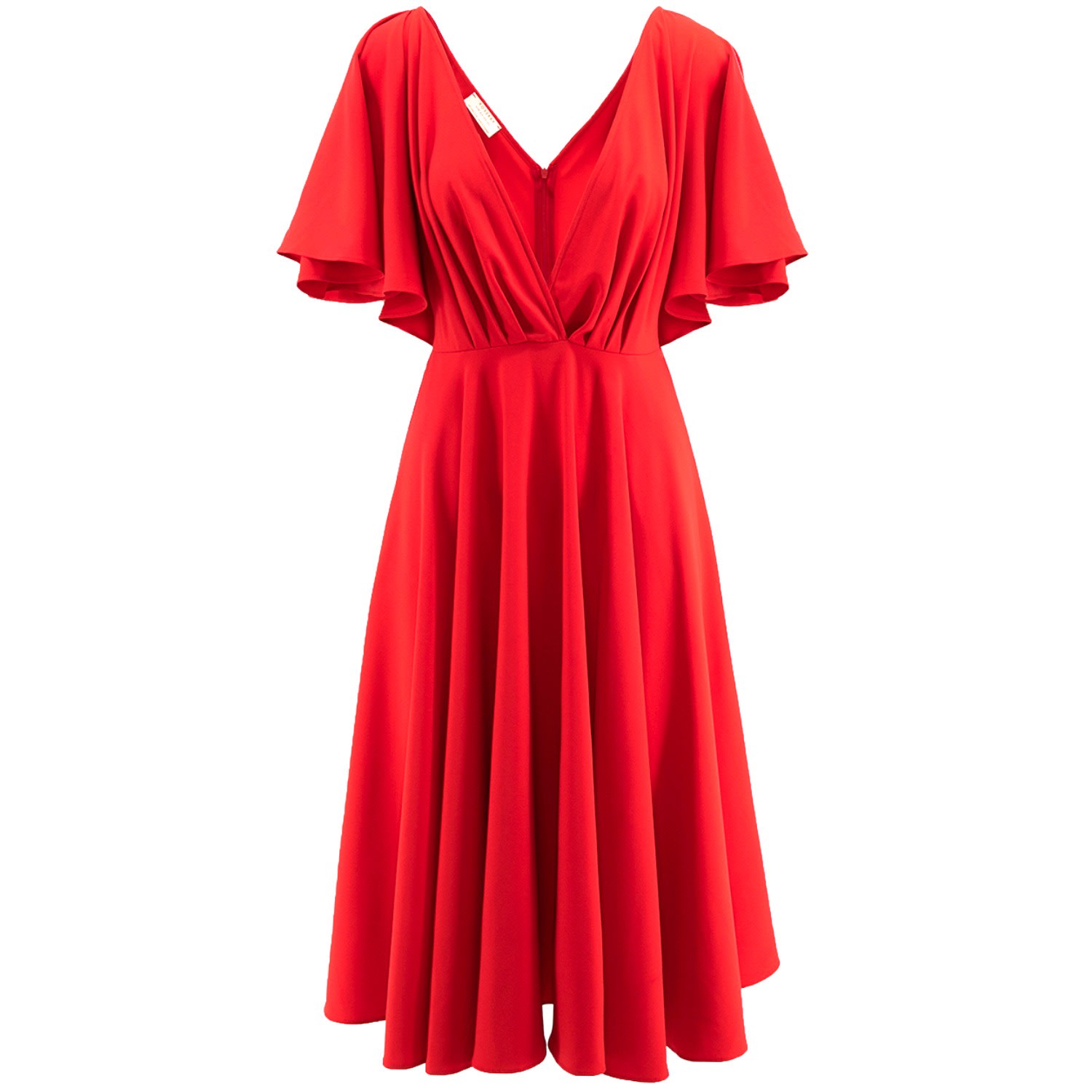 Women’s Florence Wrap Dress With Butterfly Sleeves In Red Large Roserry