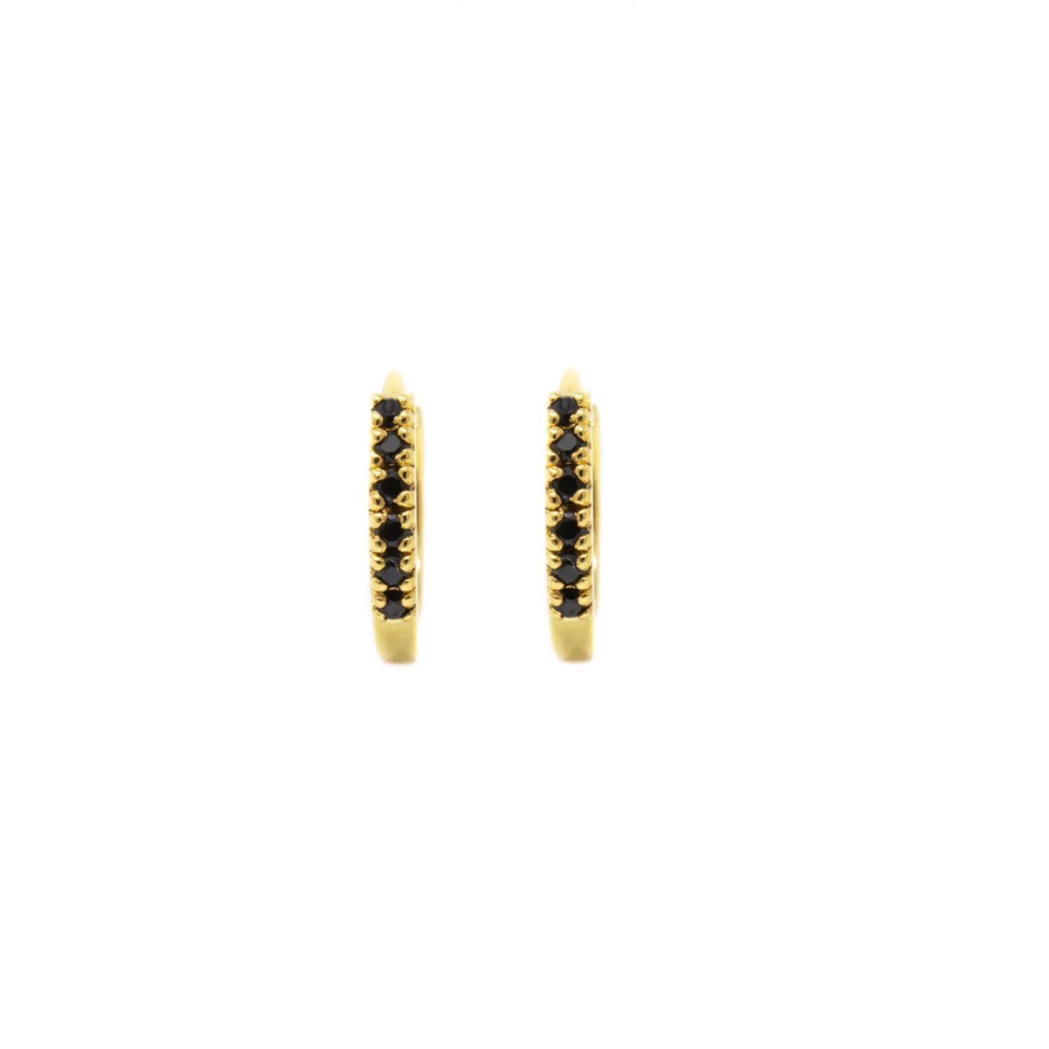 Nasi Silver Women's Black Adaya Huggie Hoops- Onyx, Gold In Black