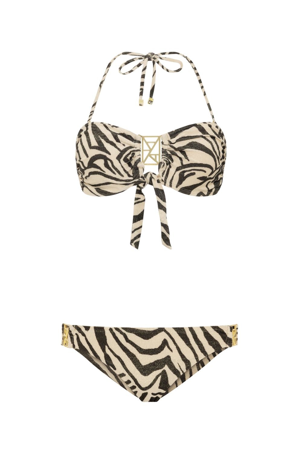 Leyla Maya Women's Gold / Neutrals / Black Kate Bandeau Bikini Set - Savannah Shimmer In Multi