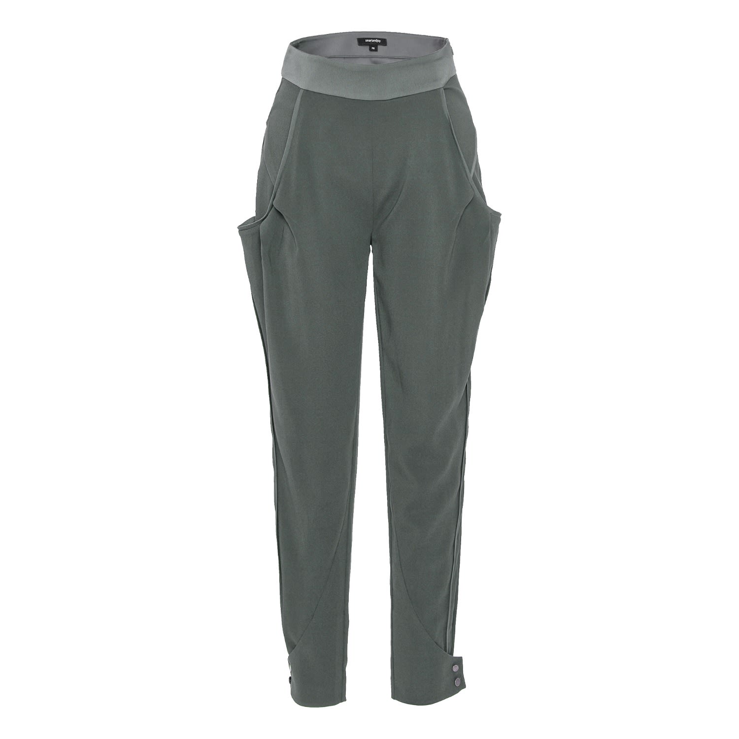 Smart And Joy Women's Bi-material Tapered Pants - Green In Green
