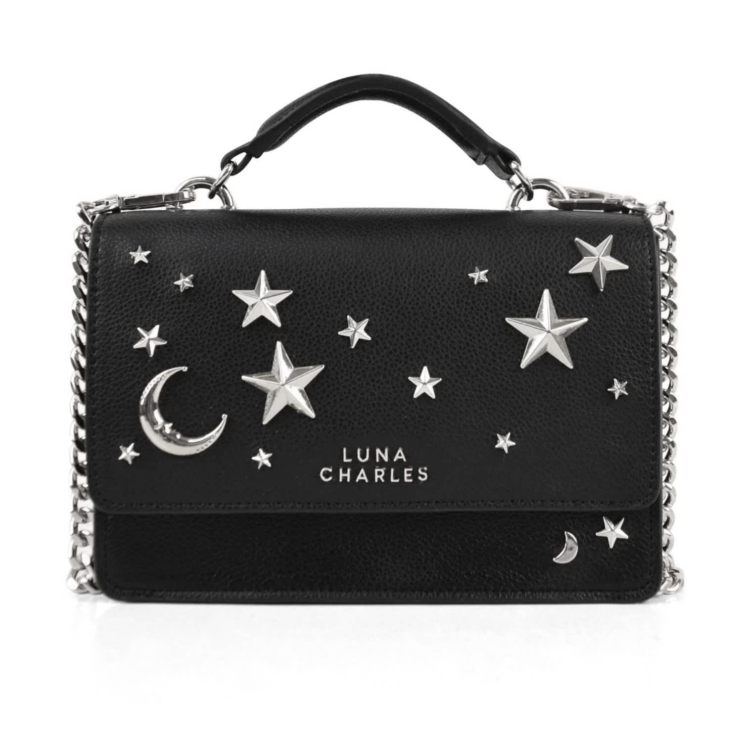 Nova Star Studded Handbag - Black & Silver | LUNA CHARLES | Wolf