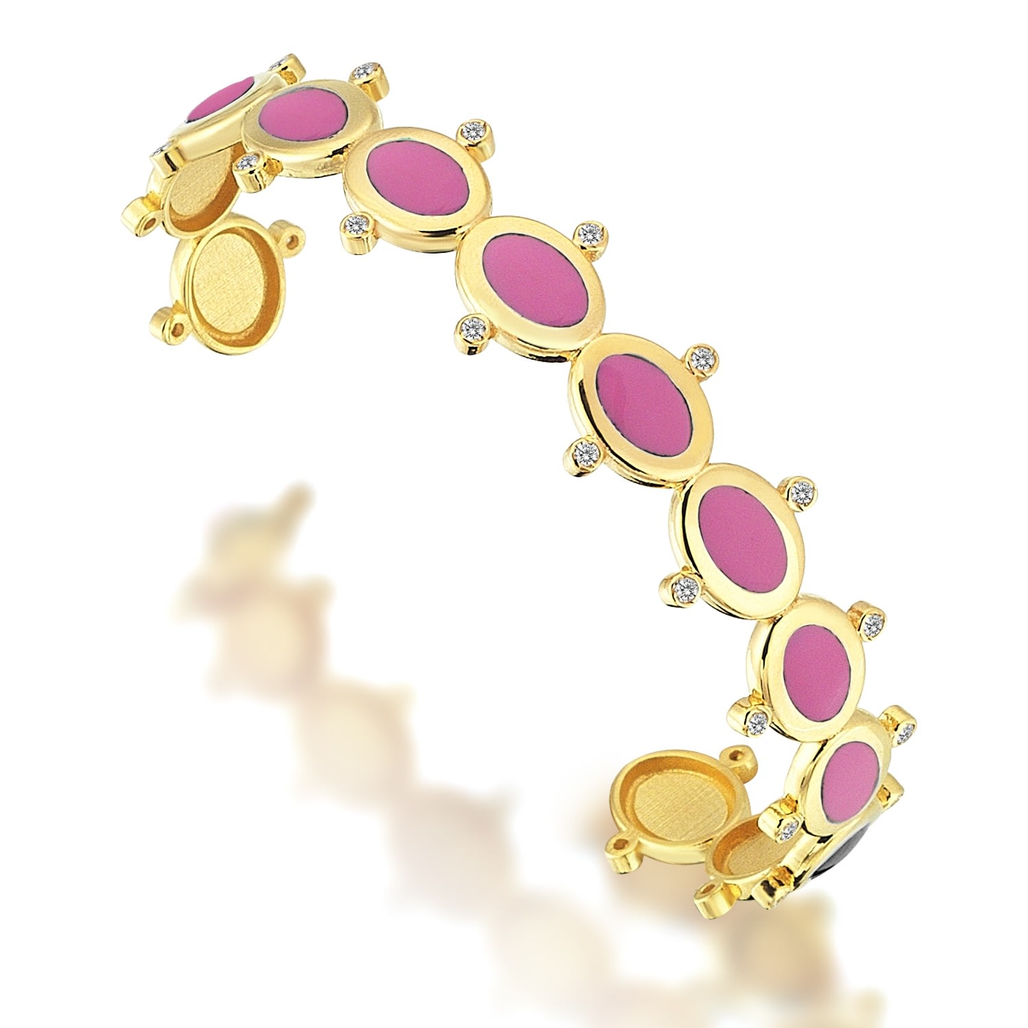 Women’s Pink / Purple Esma Cuff Bracelet In Sterling Silver With Gold Plated Pink Odda75