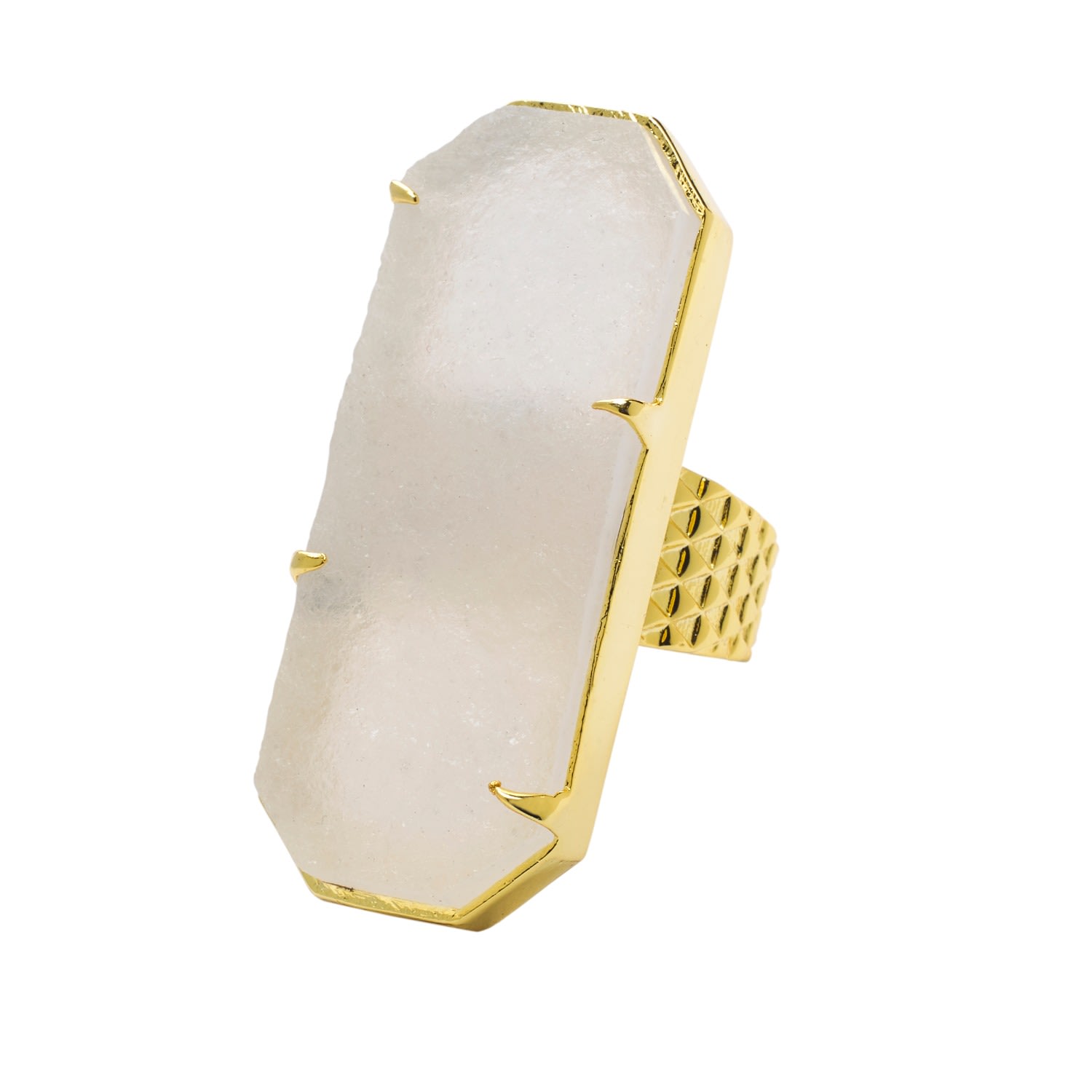 Yaa Yaa London Women's White / Gold / Neutrals Inner Strength Gemstone Gold Statement Ring In Multi