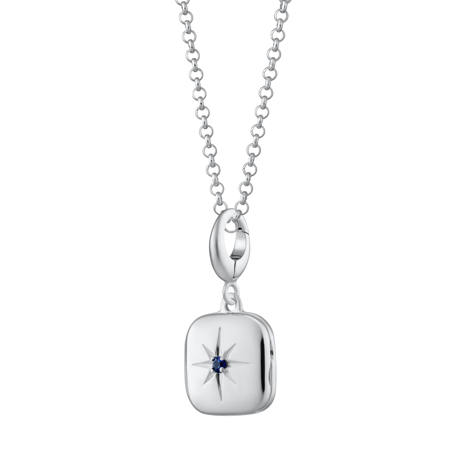 Lily Charmed Women's Silver / Blue Sterling Silver Star Locket Necklace With Blue Stone