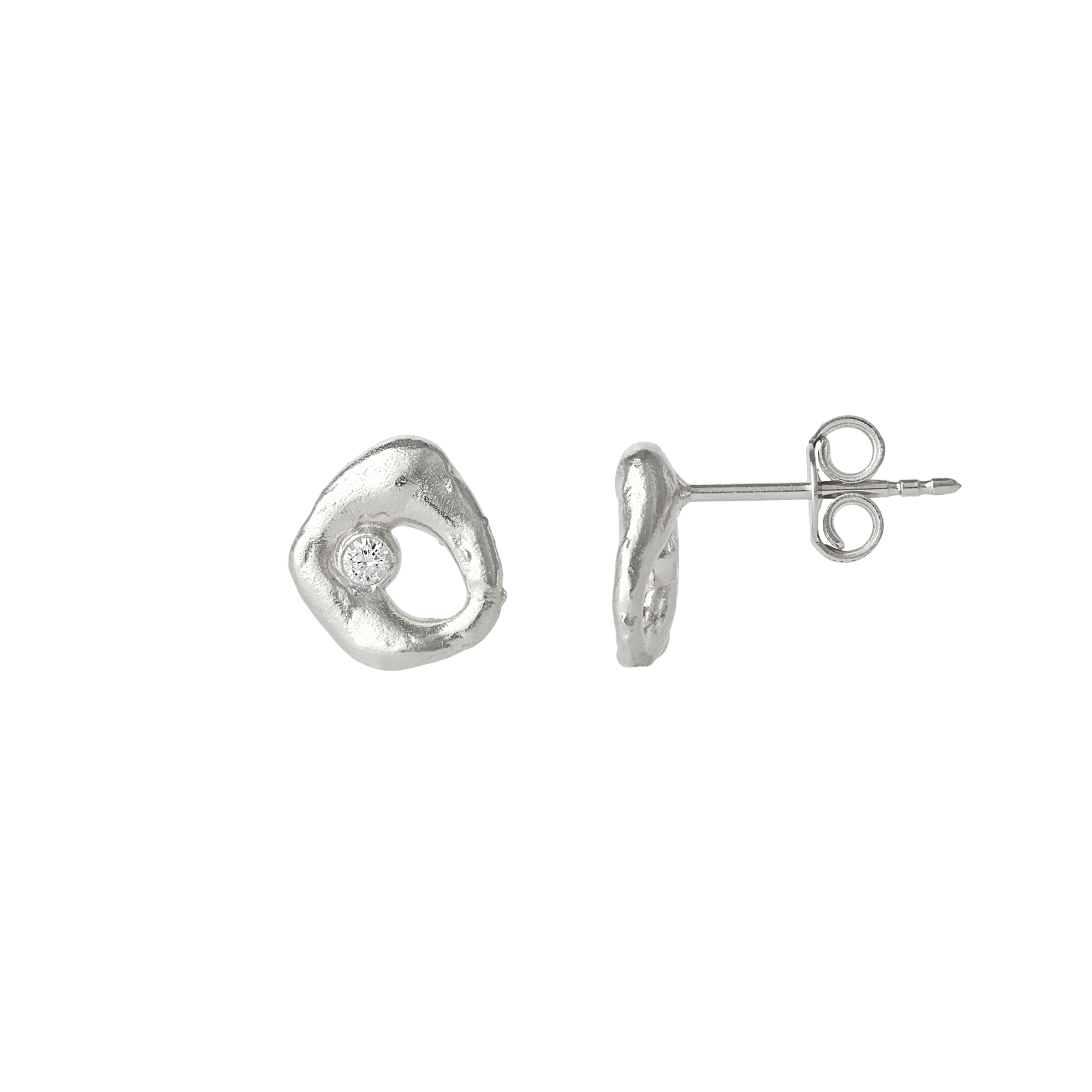 Women’s Dripping Molten Natural Textured Sterling Silver Authentic Earring - Silver Spero London
