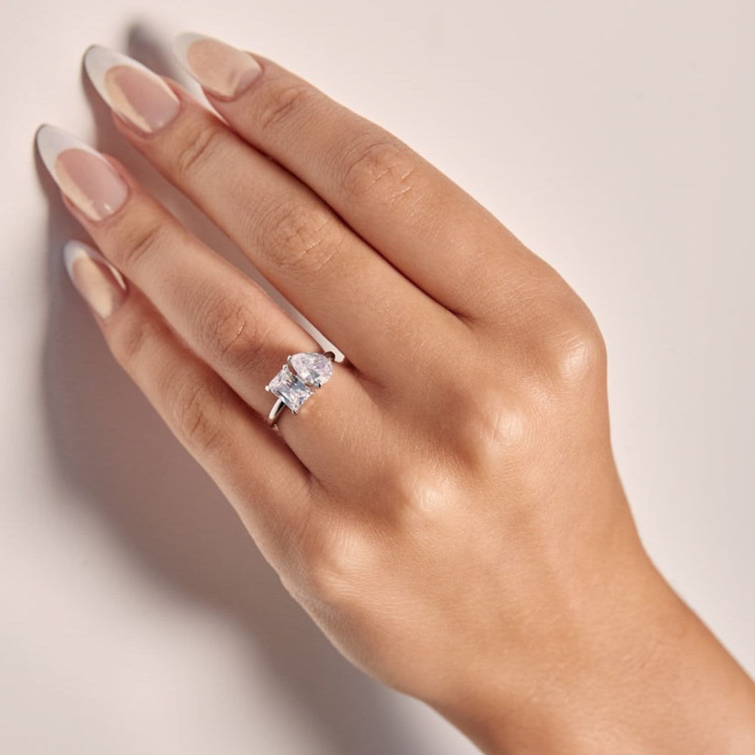 Doux Toi et Moi Radiant Cut and Pear Engagement Ring - CamillaBoutique