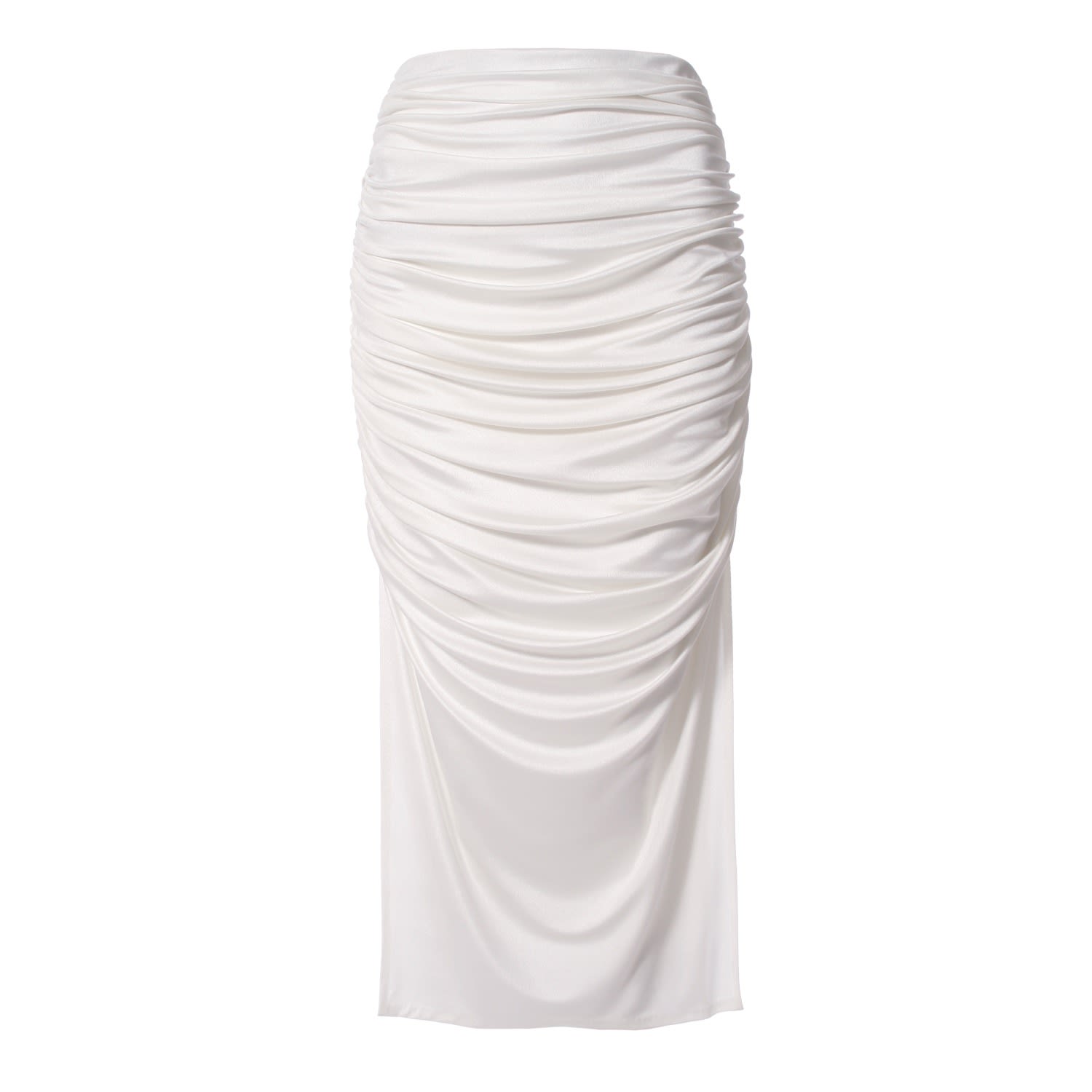 Women’s Kristin White Pearl Creased Midi Skirt With Slits Large Aggi