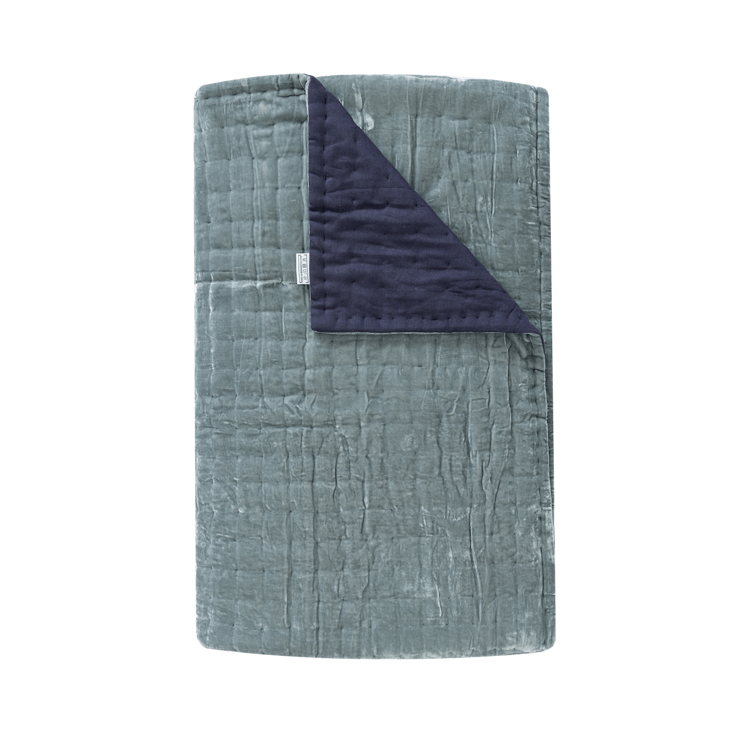 Velvet Hand Quilt Throw - Duck Egg & Navy One Size The Annam House