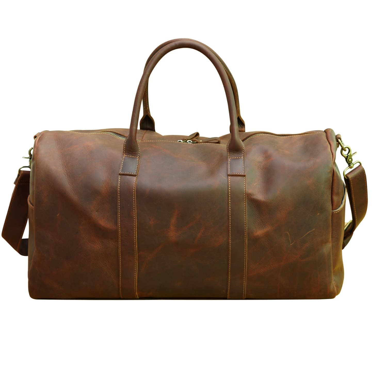 Touri Men's Genuine Leather Weekender Holdall - Brown
