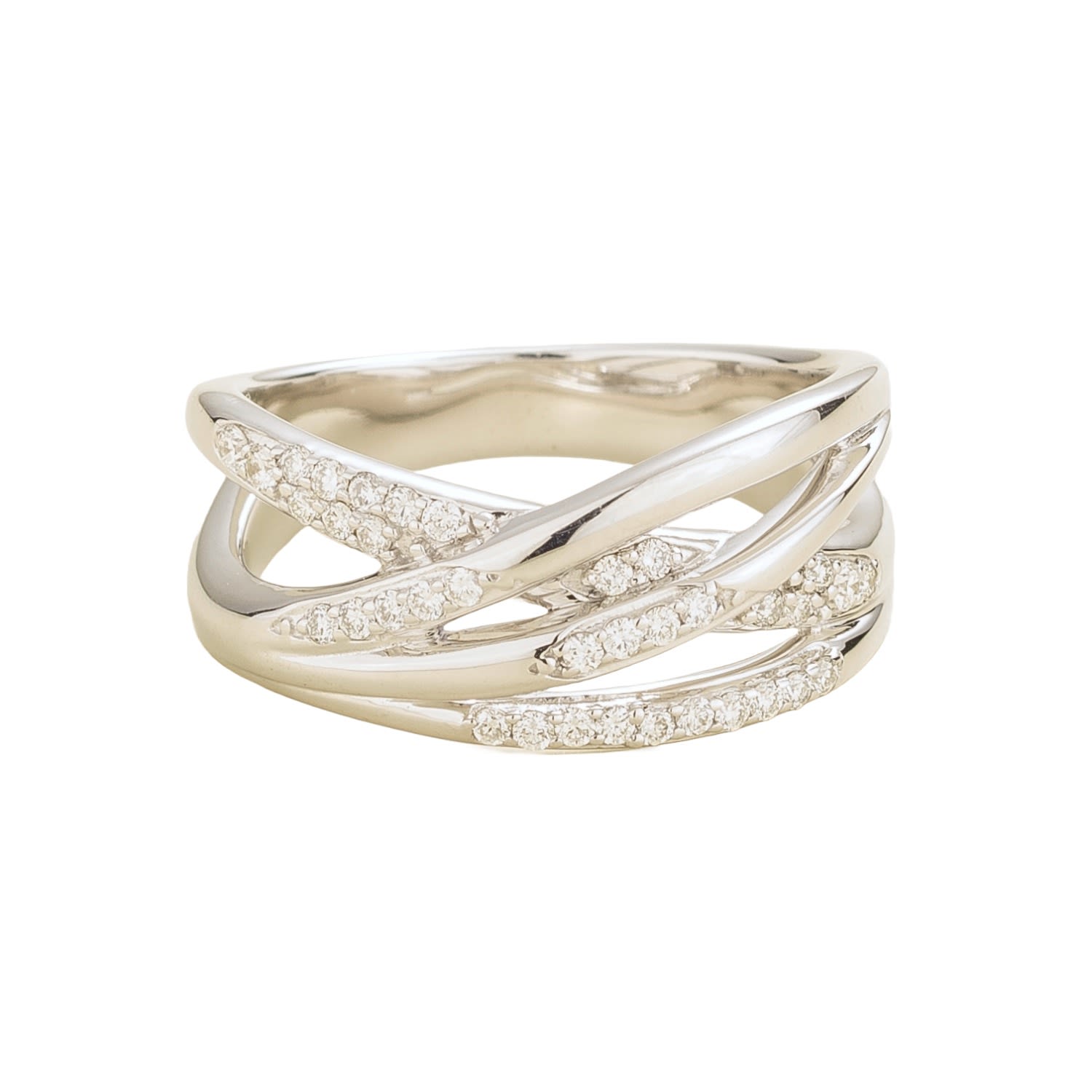 Juvetti Women's White / Silver Val Ring In Diamonds Set In White Gold In Multi