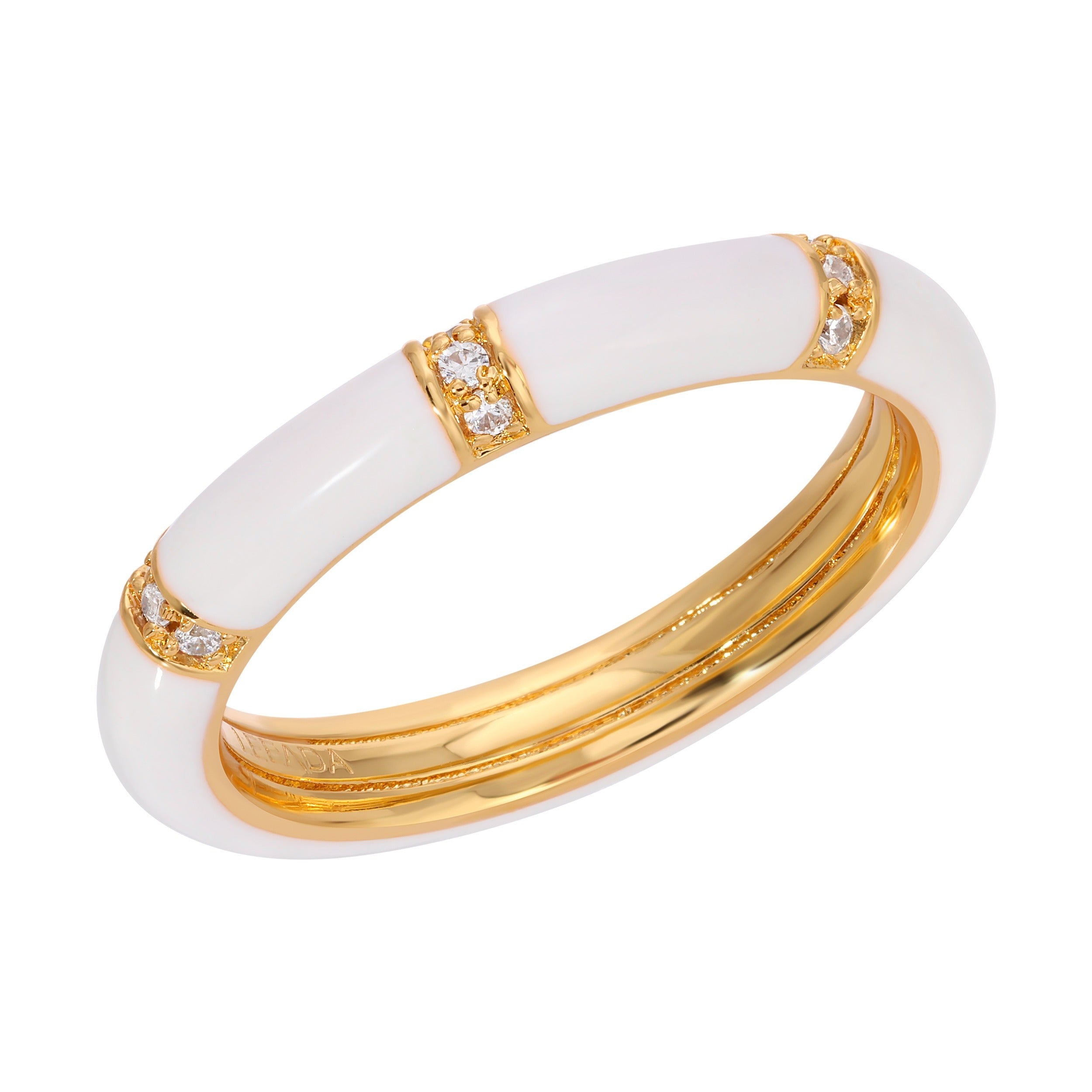 Women’s Lamill Enamel Stacking Ring - White Leeada Jewelry