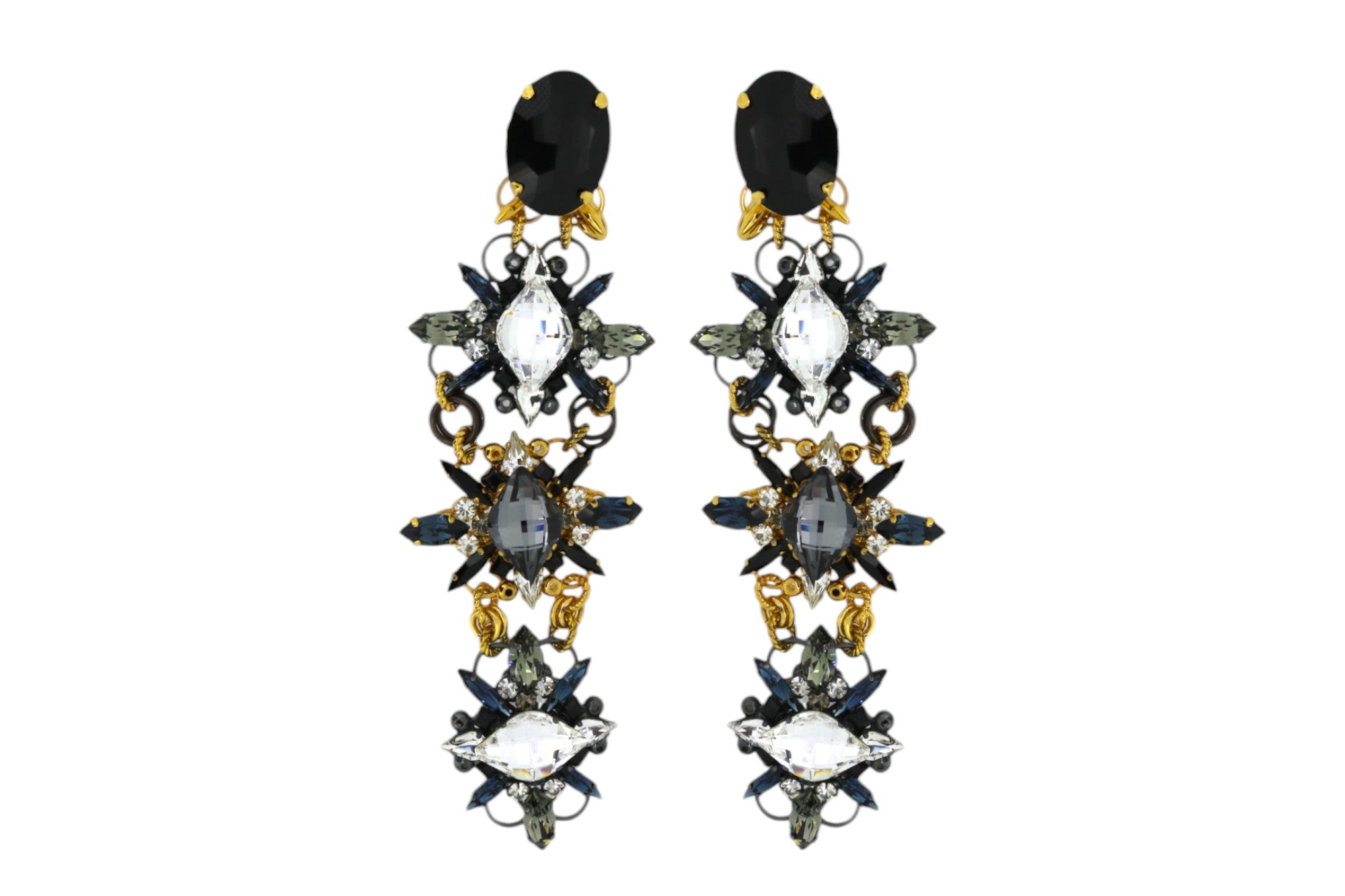 Vickisarge Women's Neutrals / Grey / Black Starry Eyed Statement Earrings In Multi