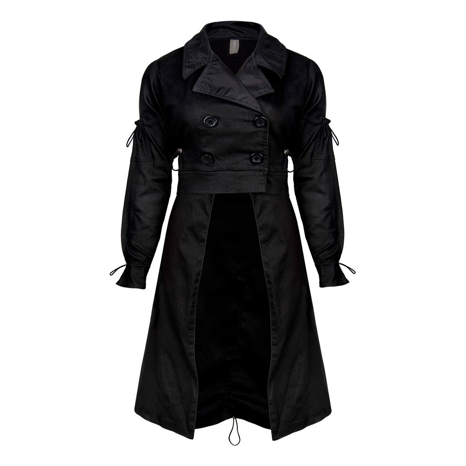 Women’s Trench Coat With Detachable Skirt Nero Black Large Balletto Athleisure Couture