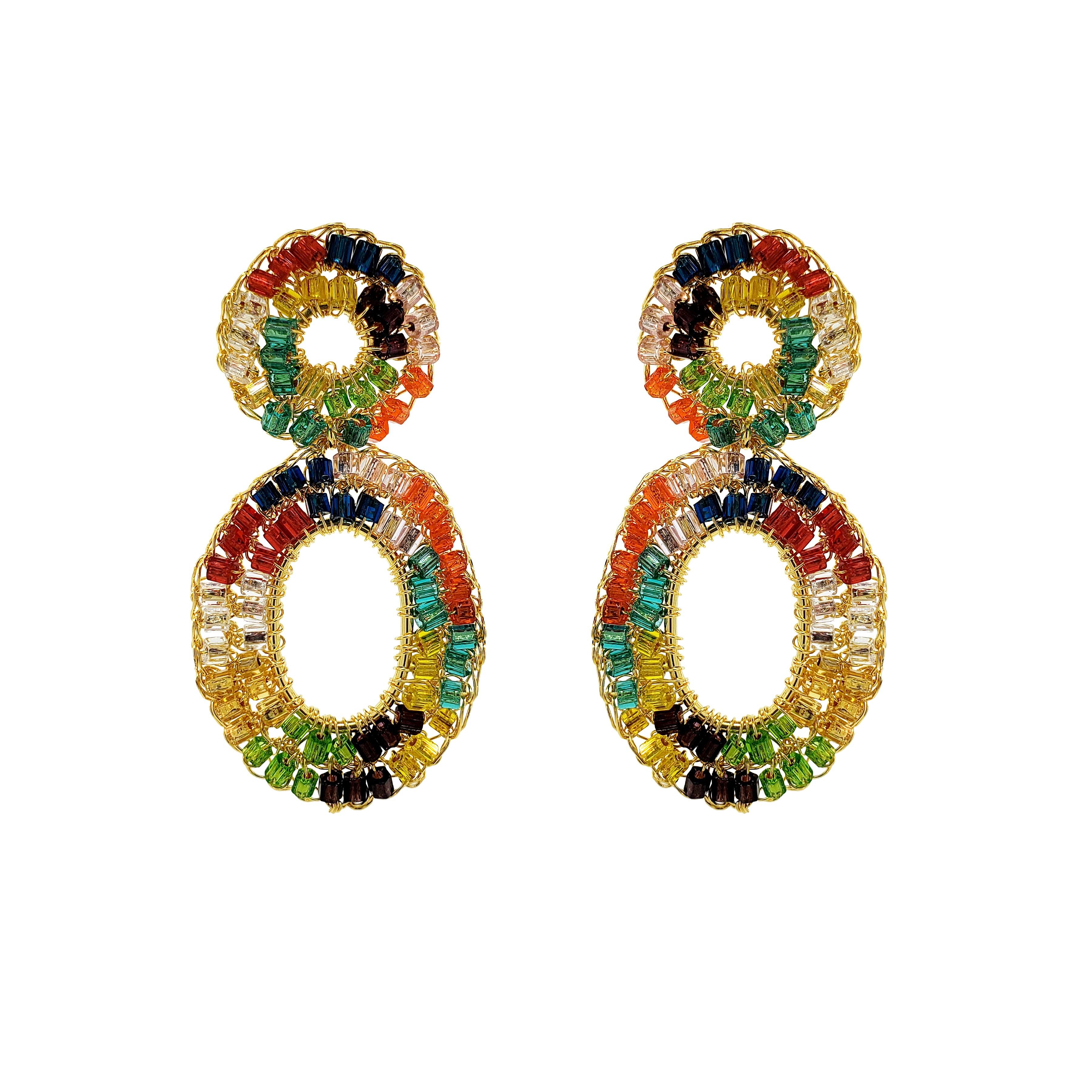Lavish By Tricia Milaneze Women's Multicolor & Gold Artemis Mini Handmade Crochet Earrings