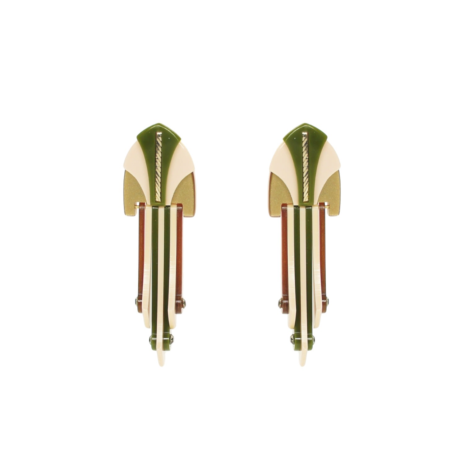 Gissa Bicalho Women's Acrylic Handmade Earring Palm Deco / Green