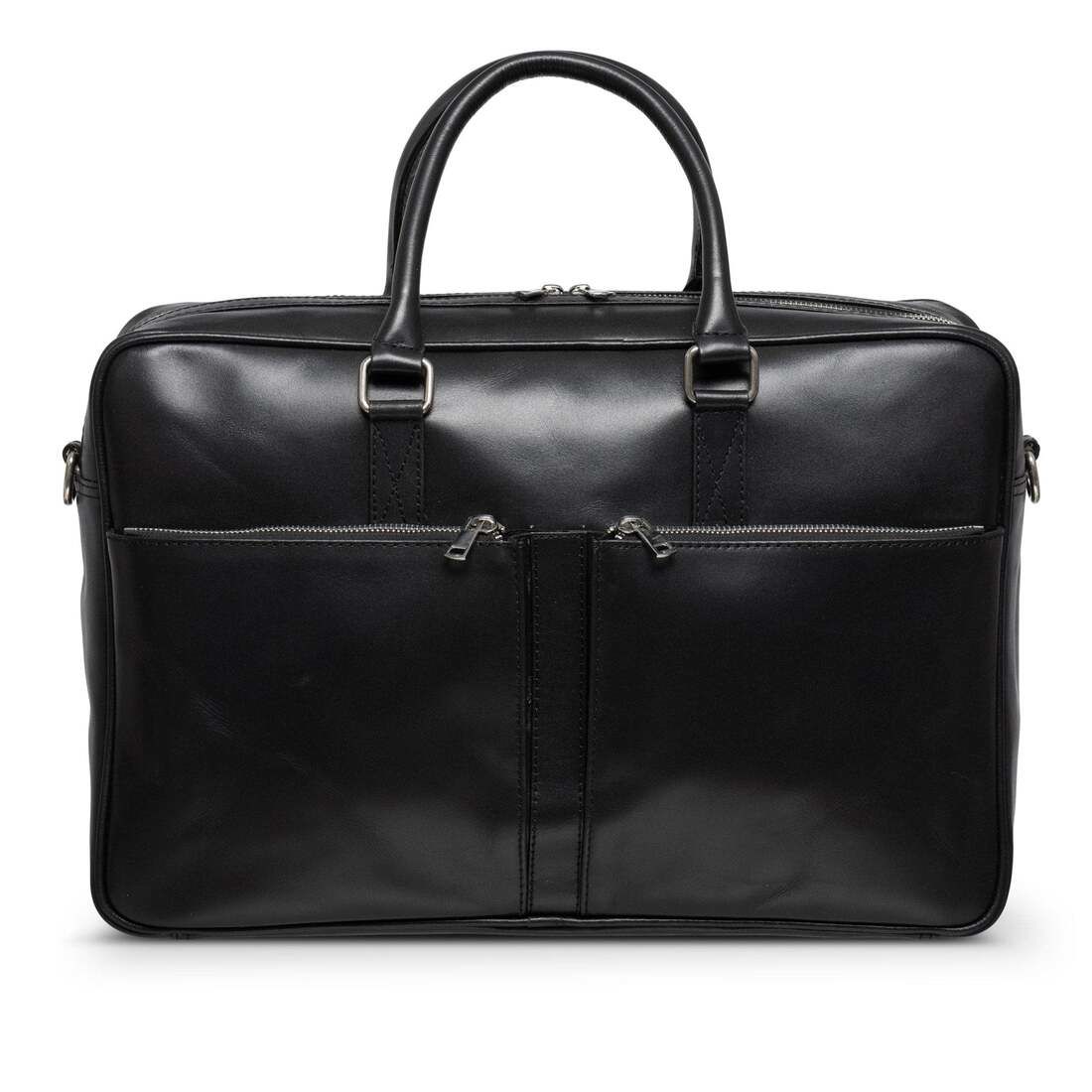 Hides Leather Co. Men's Black Full-grain Leather Briefcase, Work Bag With Strap Organizer