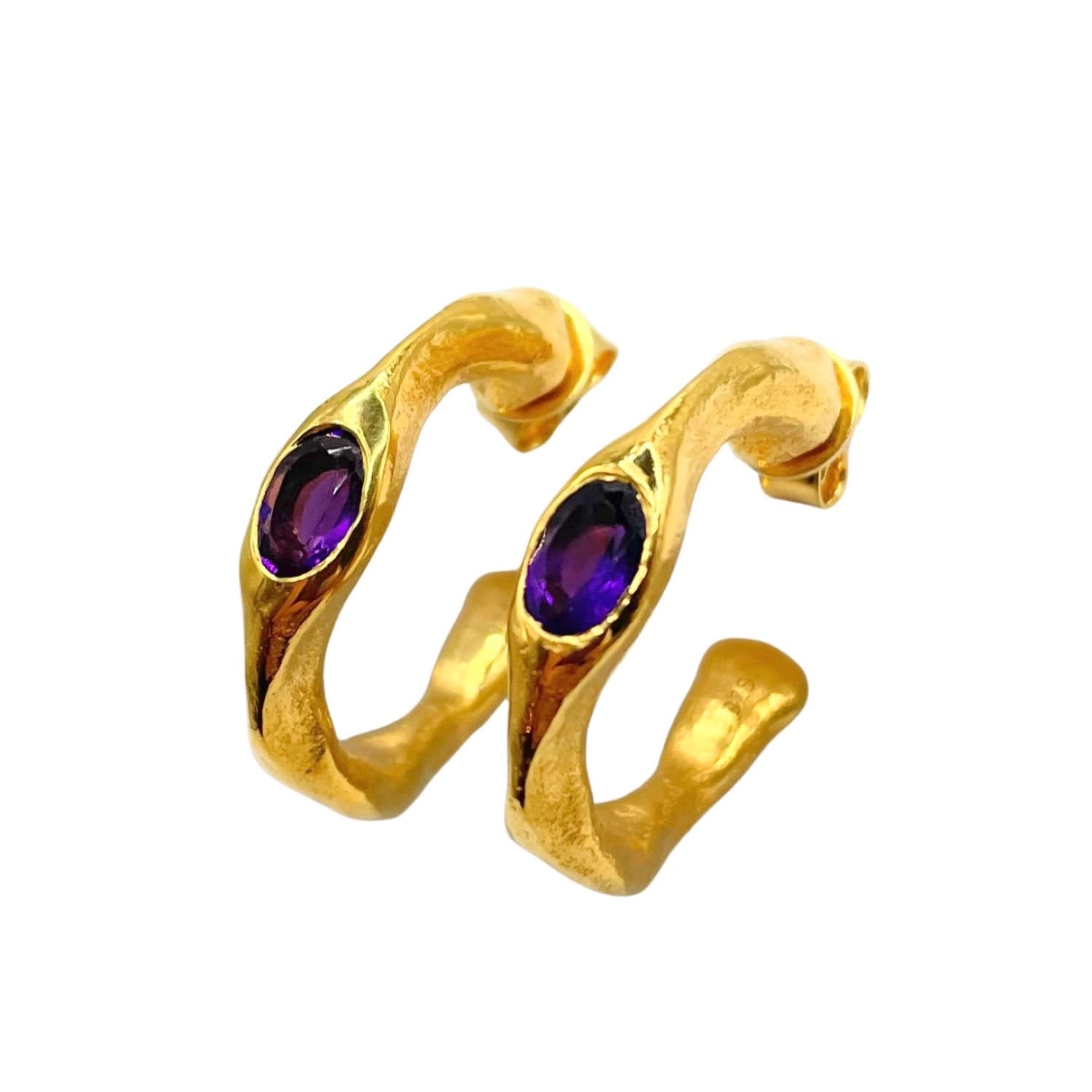 Amy Delson Jewelry Women's Pink / Purple / Gold Harlow - Amethyst Gold Hoop Earrings