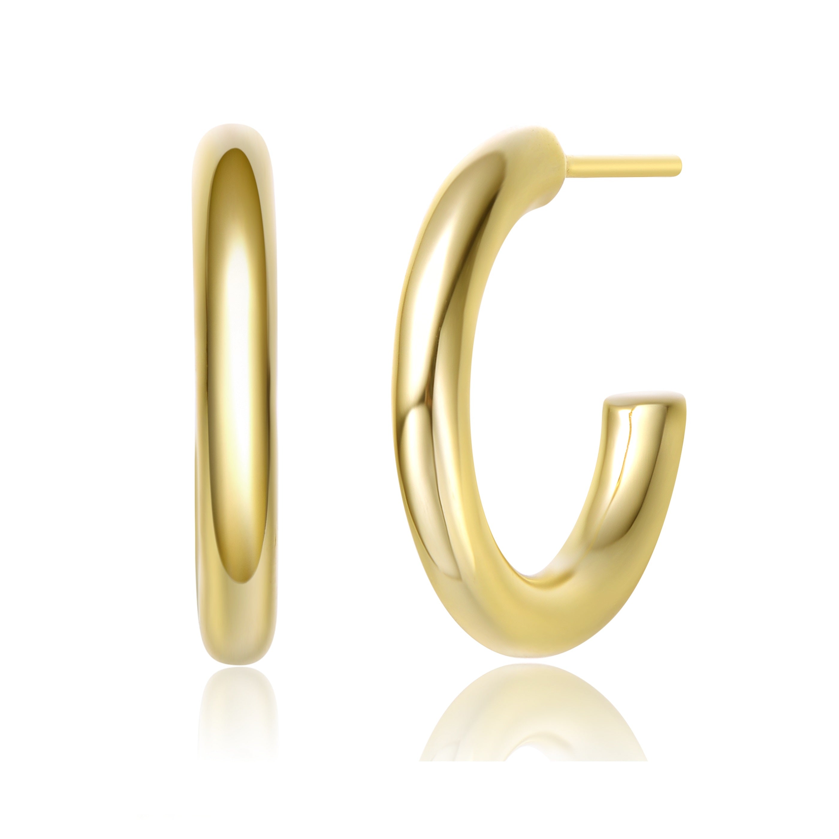 Genevive Jewelry Women's Rachel Glauber Gold Plated Solid Open Hoop Earrings In Gold