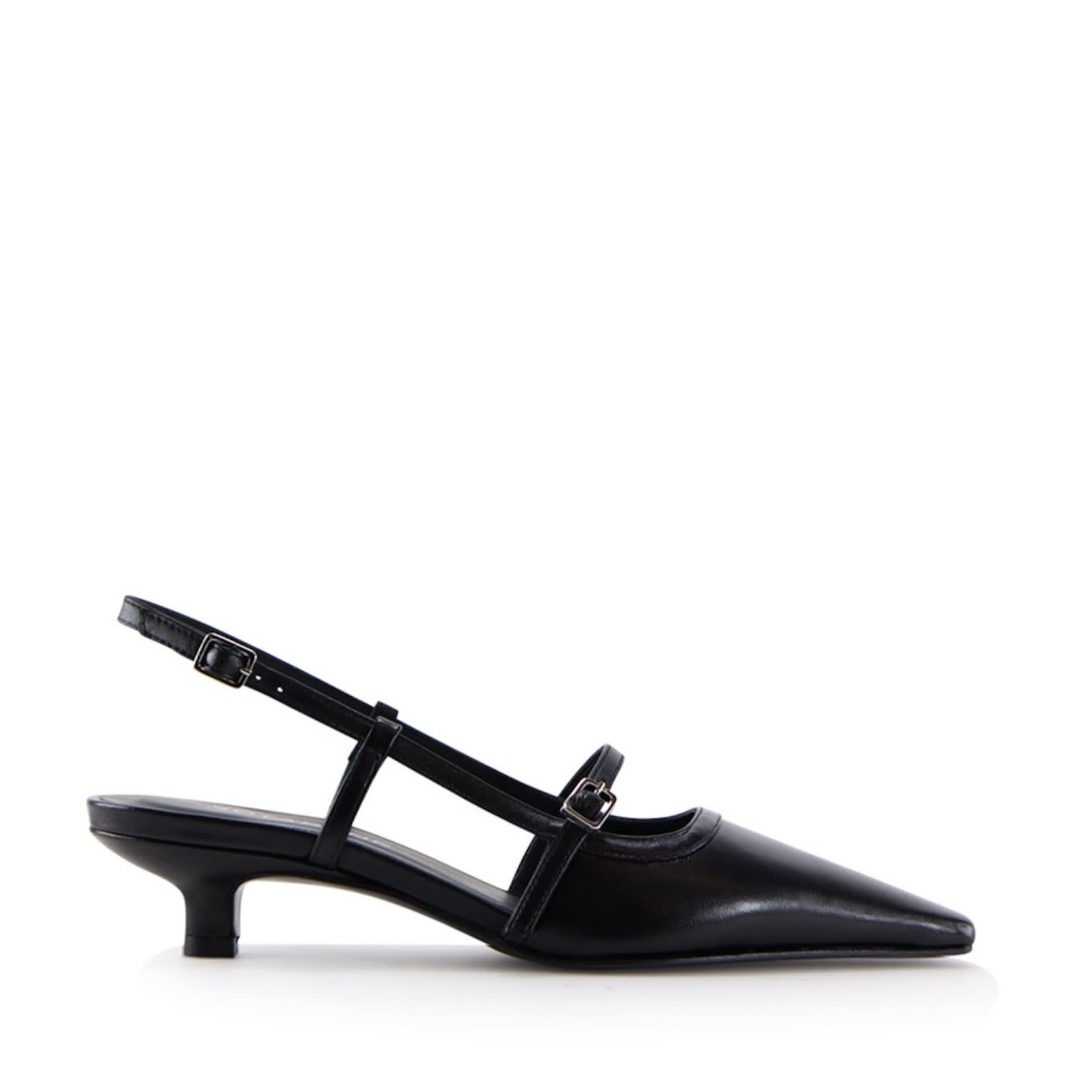 Notabene Women's Elenne Slingback Stilettos, Black Leather