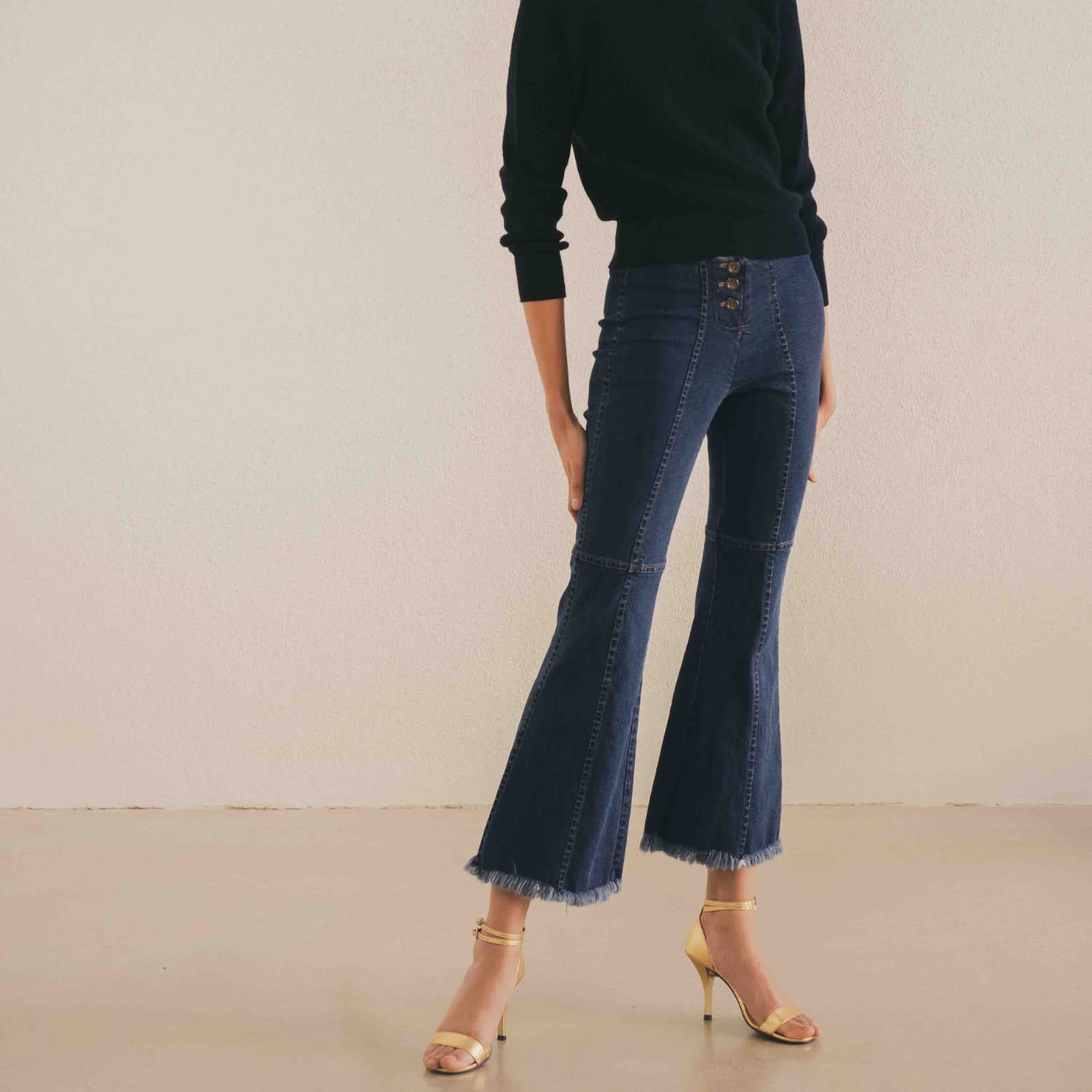 high rise flared jeans