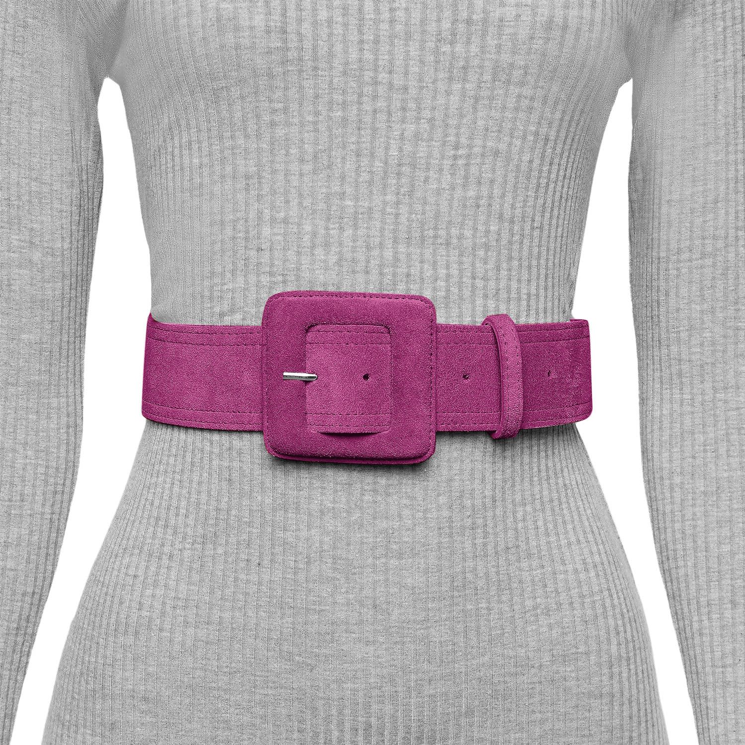 Suede Square Buckle Belt - Fuchsia | BeltBe | Wolf & Badger