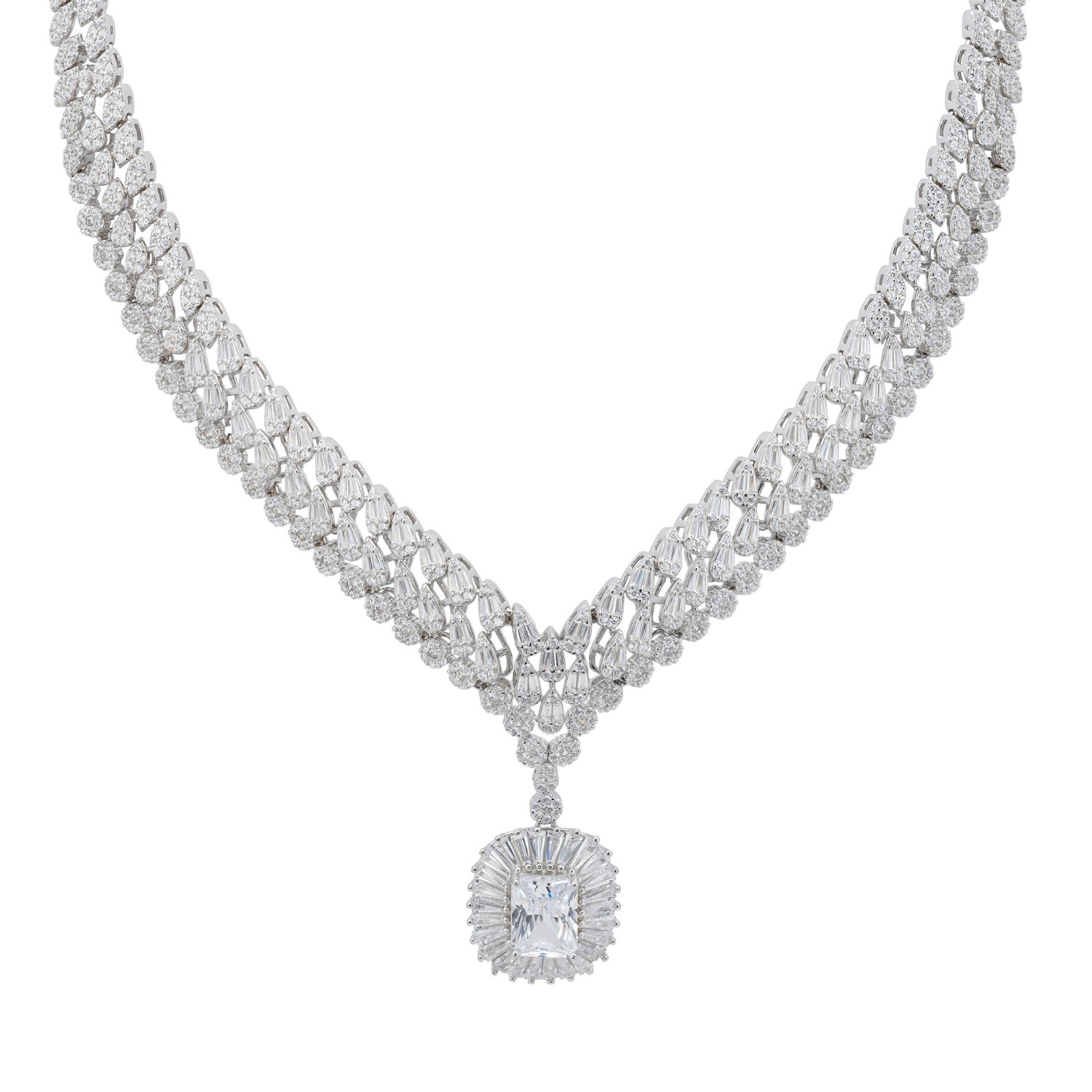 LATELITA WOMEN'S SILVER / WHITE COUNTESS STATEMENT MOISSANITE NECKLACE SILVER