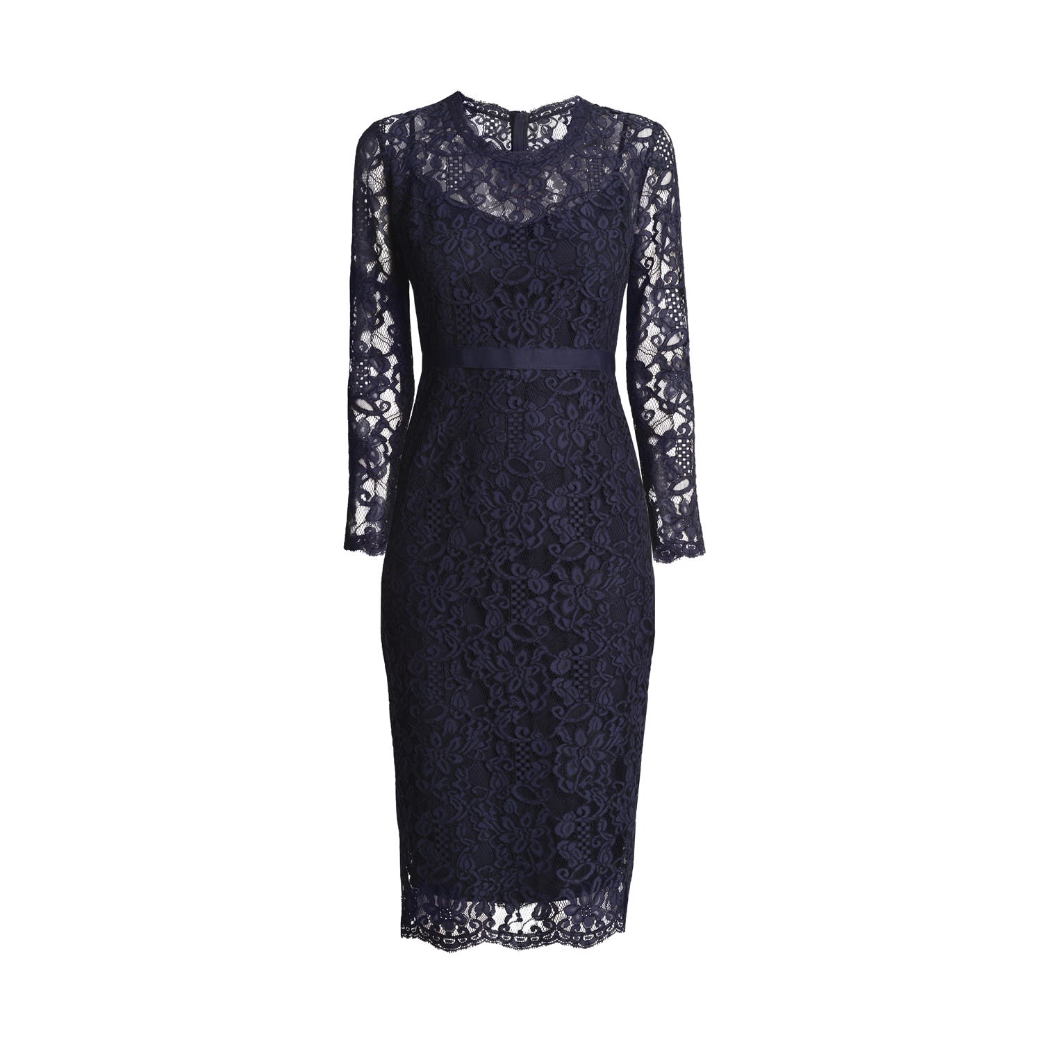 RUMOUR LONDON WOMEN'S BLUE CHIARA LONG SLEEVE LACE DRESS IN NAVY