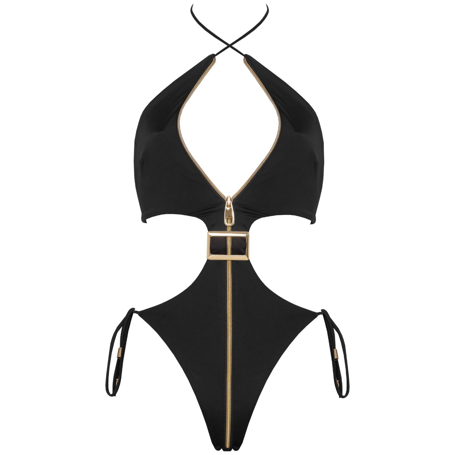 Antoninias Women's Cynus Cut-out One-piece With Gold Details In Black