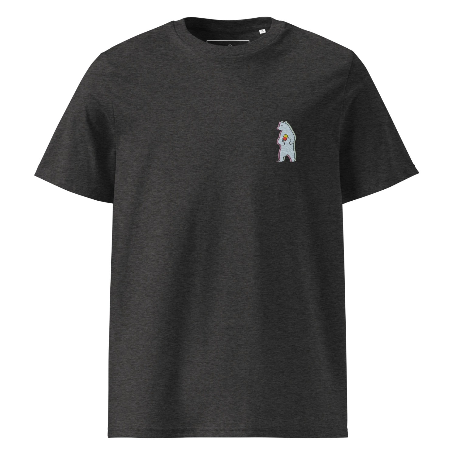 Anchor & Crew Dark Heather Grey Polar Bear Day Out In The Wild Organic Cotton Embroidered T-shirt - Women In Grey
