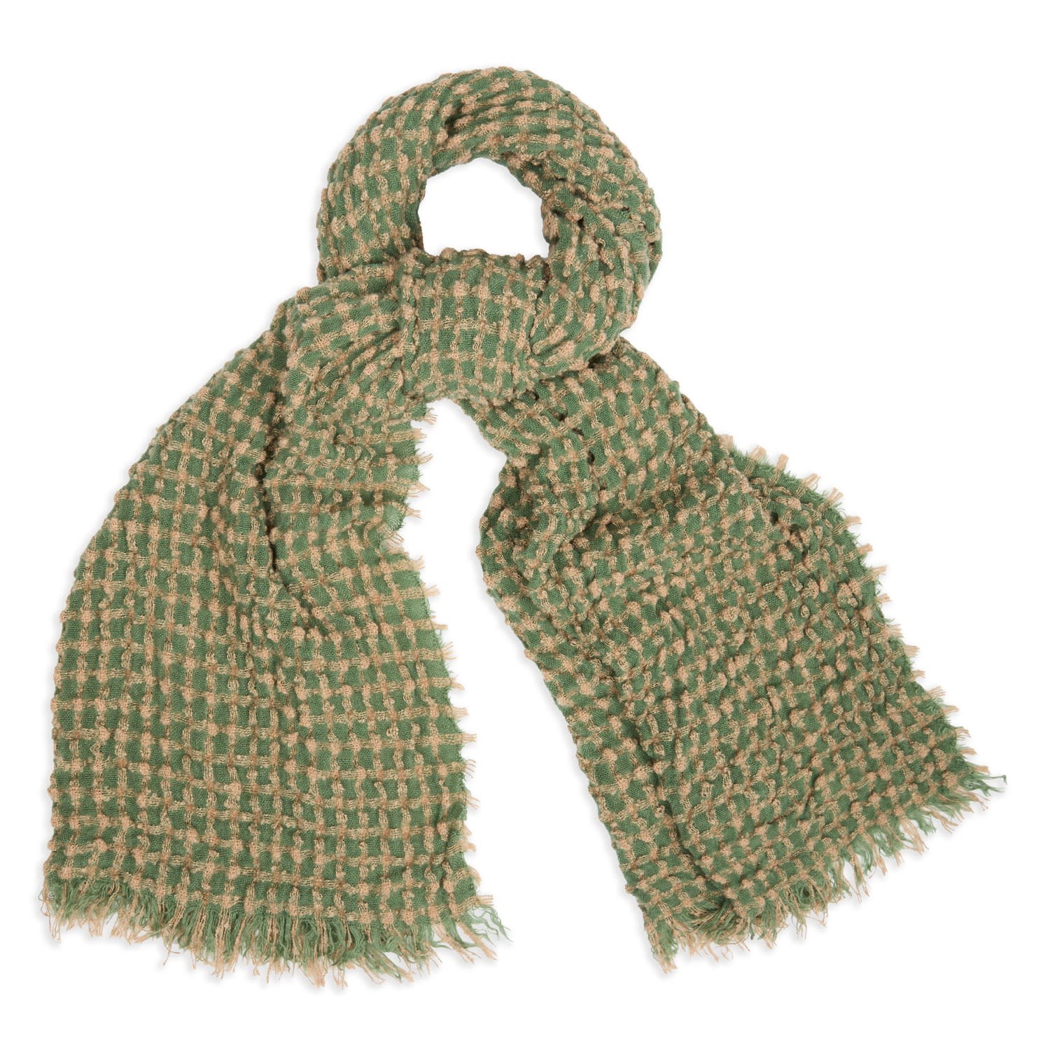 Saachi Women's Crinkle Plaid Green Scarf In Green