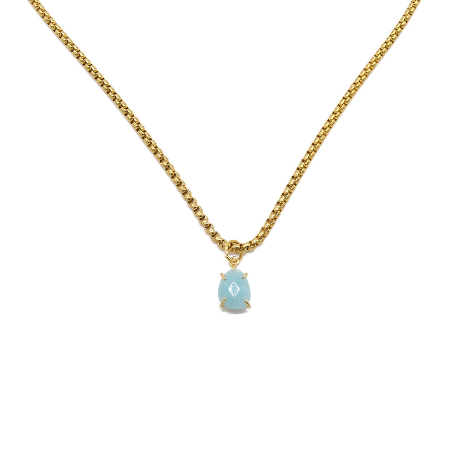 Women’s Gold / Blue Amazonite Pendant Necklace Adiba