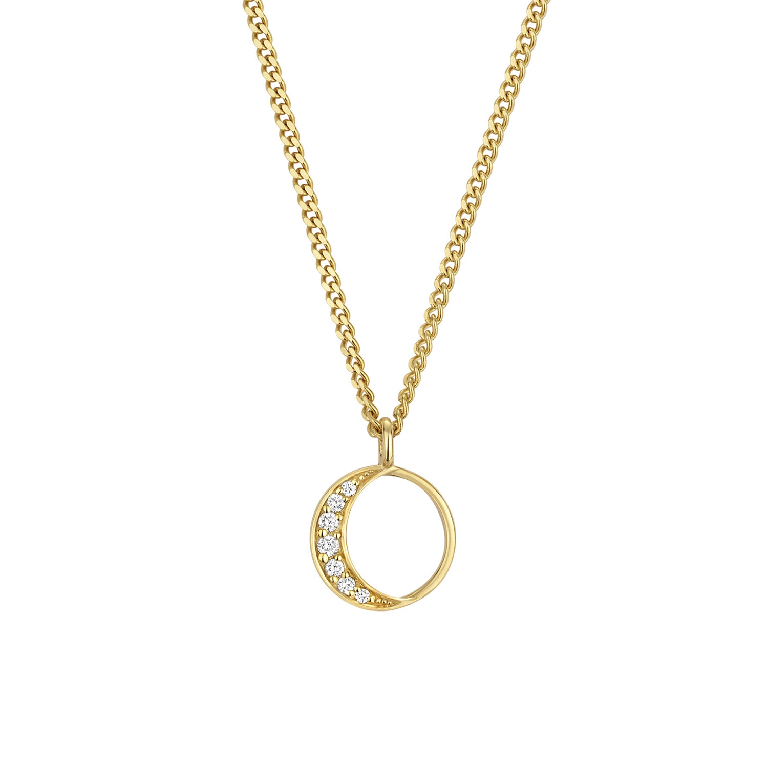Zoe And Morgan Women's New Moon Necklace Diamond Gold