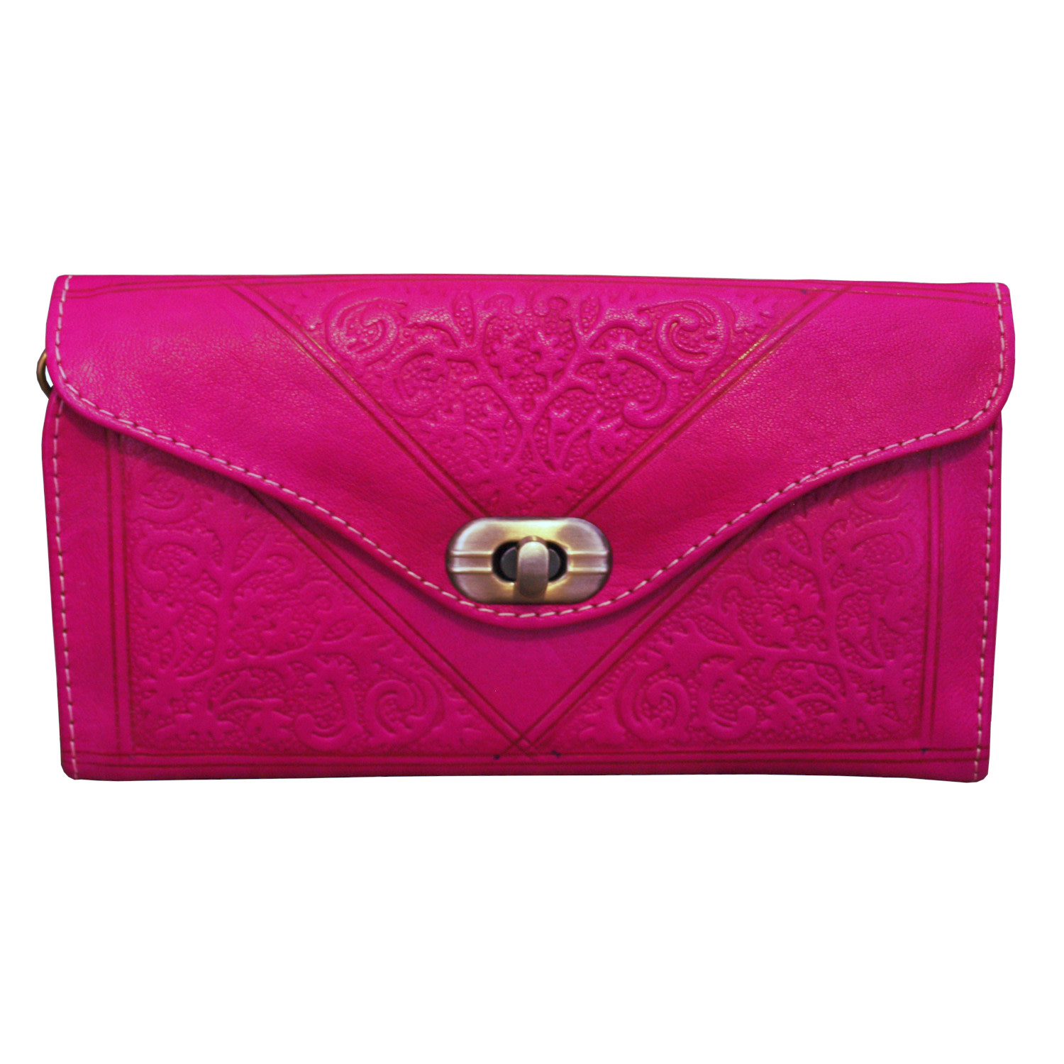 Women's Leather Tri-Fold Purse Pink | Berber Leather