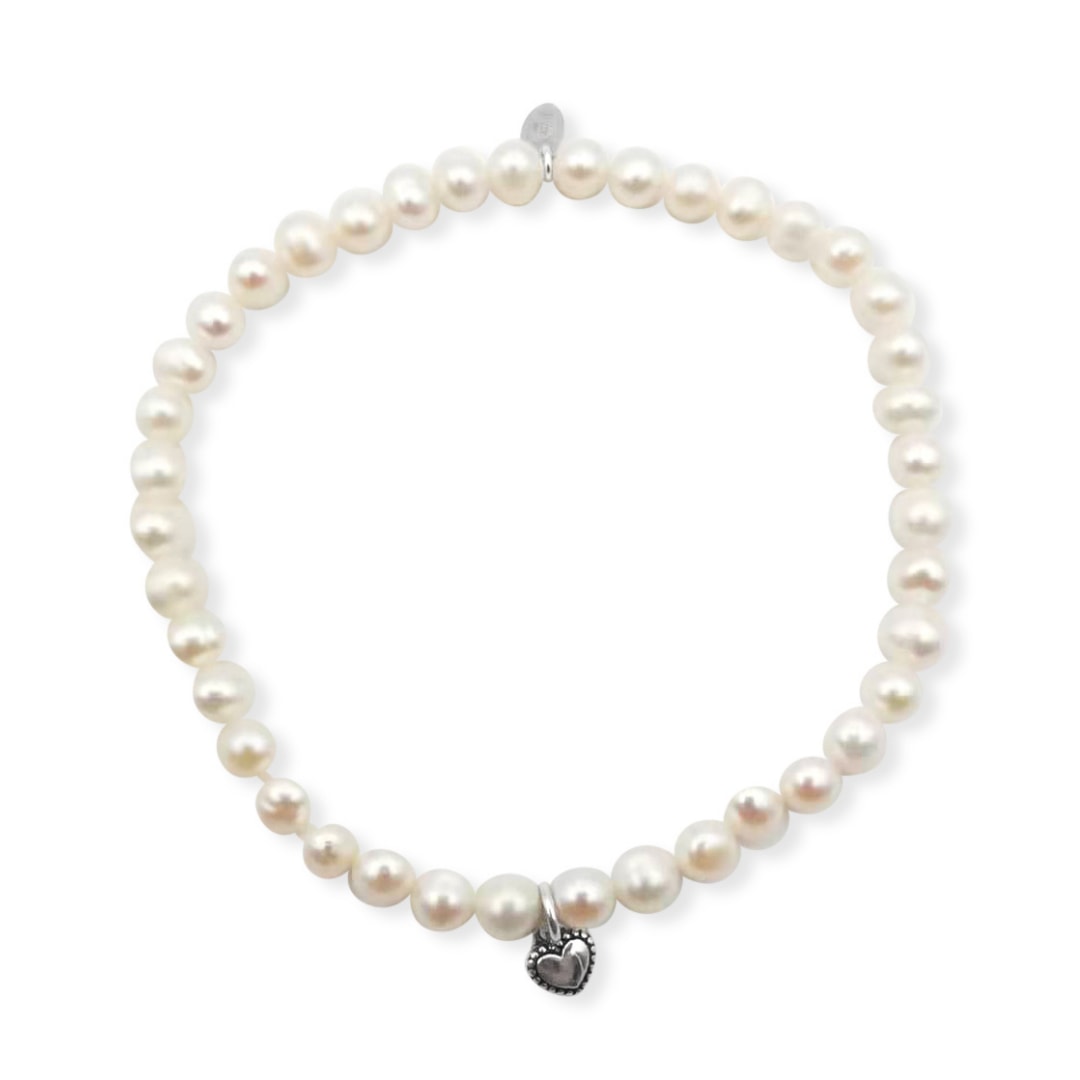 Fv Jewellery Women's La Pierre White Fresh Water Pearl Stretchy Bracelet In White