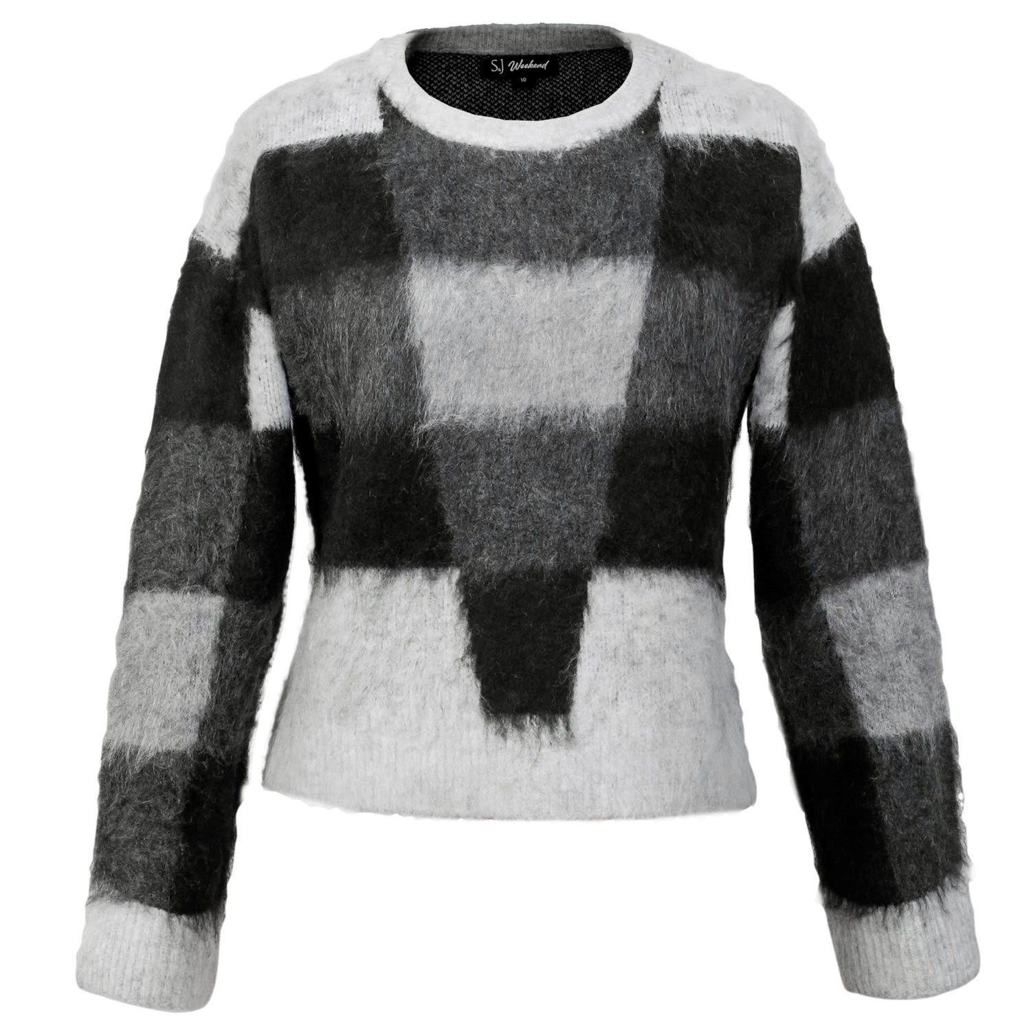 Smart And Joy Women's Check Pattern Oversize Jumper - Grey In Grey