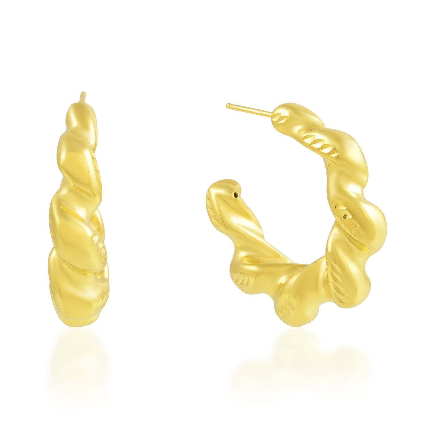 Women’s Textured Twisted Hoops Gold Vermeil Arvino