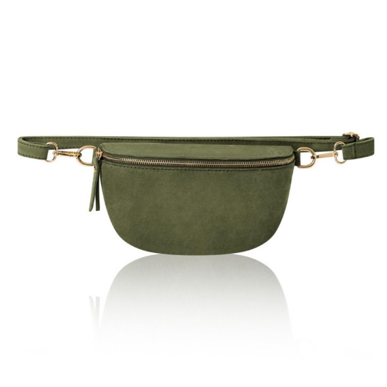 Betsy & Floss Women's Rivoli Suede Crossbody & Waist Bag In Olive Green In Green