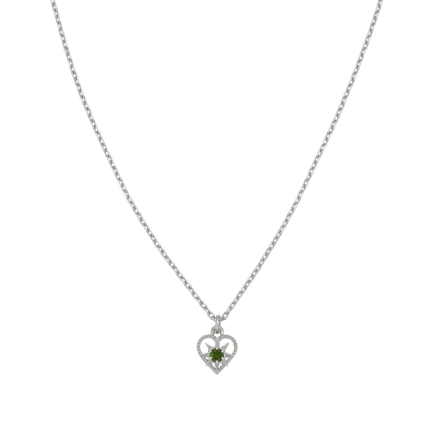 Zoe And Morgan Women's Silver / Green Kind Heart Necklace Silver Chrome Diopside In Multi