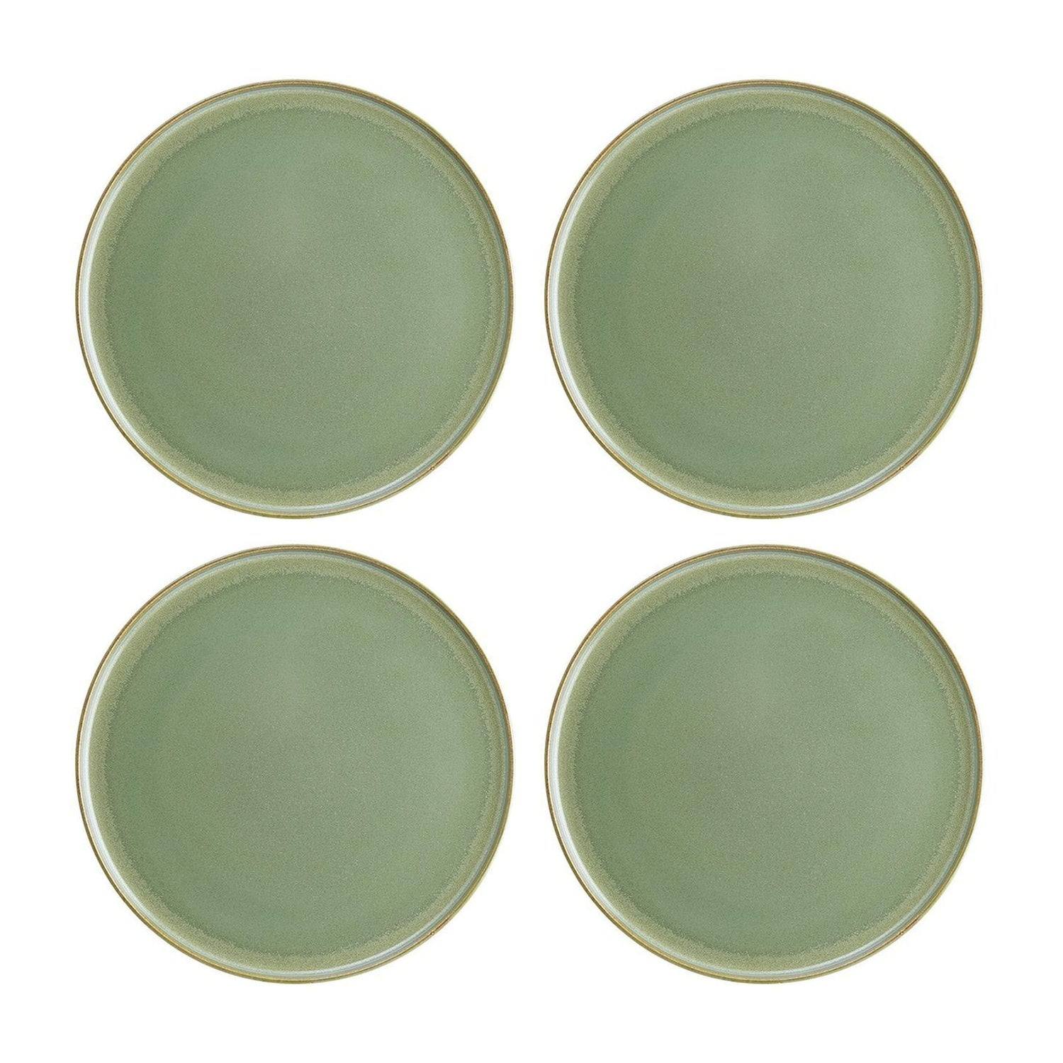 Turgla Home Sage Round Green Porcelain Side Plates, Set Of Four