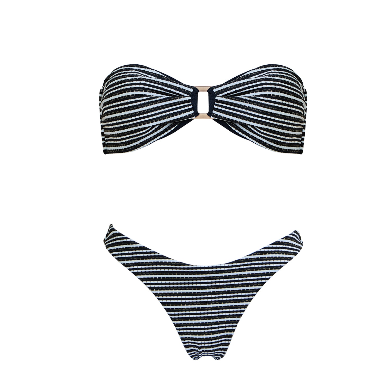 Aulala Paris Women's Black The Ondine - Midnight - Reversible Striped Bandeau Bikini In Black