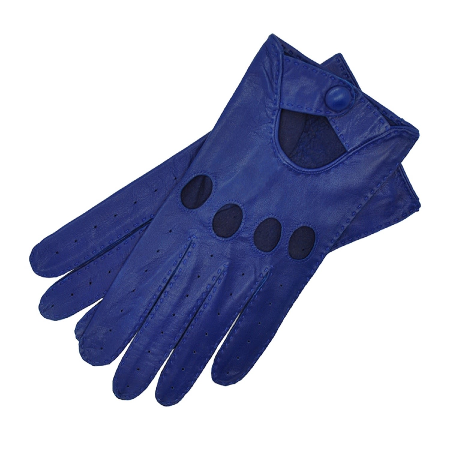 1861 Glove Manufactory Rome - Men's Handsewn Lambskin Driving Gloves In Royal Blue In Blue