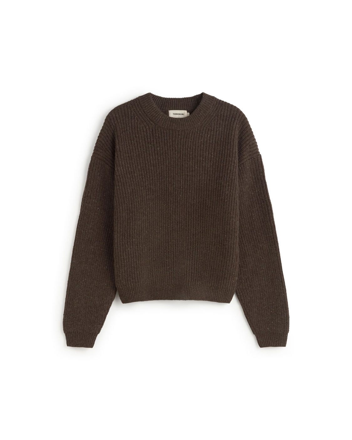 Thinking Mu Women's Brown Wool Carmen Sweater In Brown