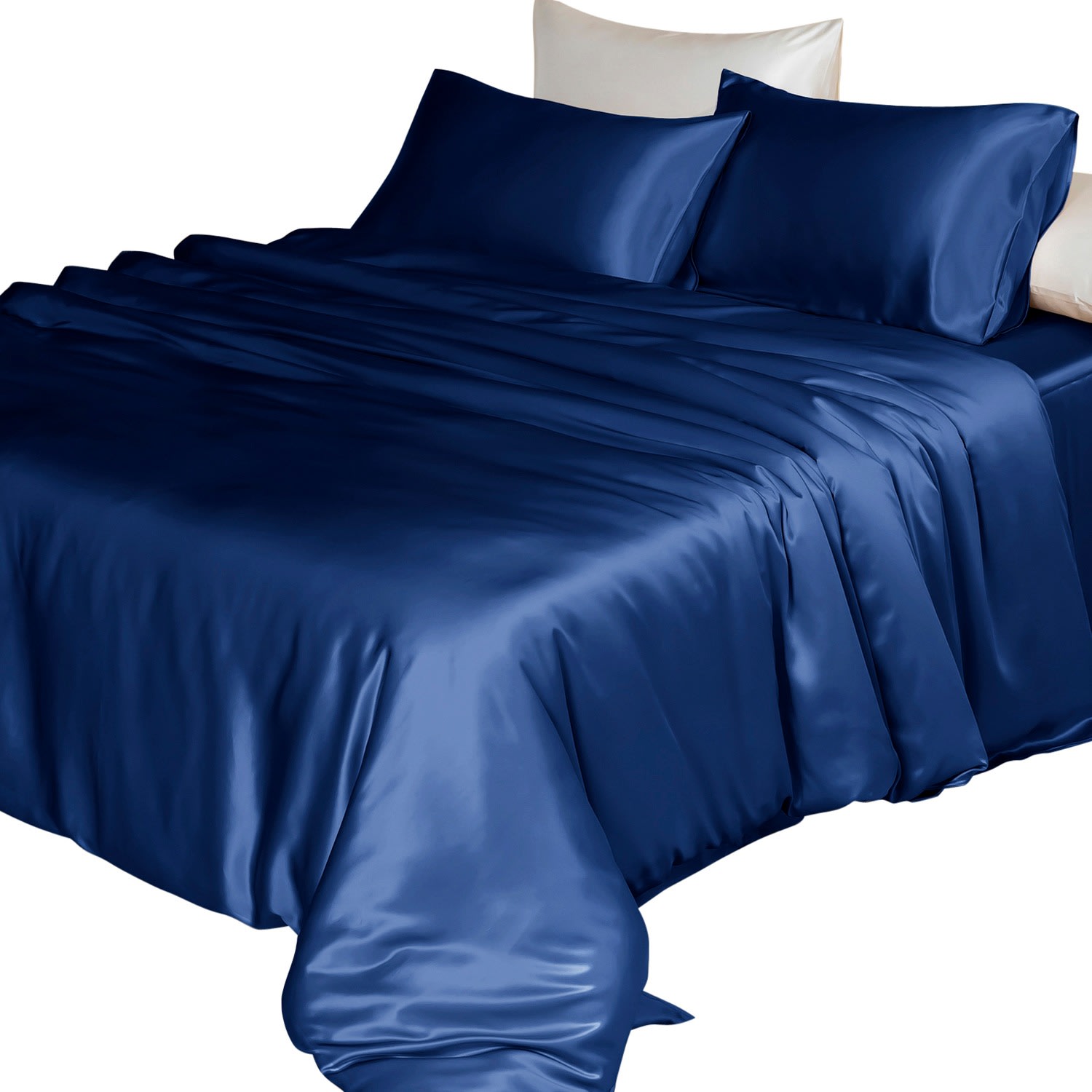 Blue Pure Mulberry Silk - Duvet Cover - Queen Size - Navy Us Queen Soft Strokes Silk