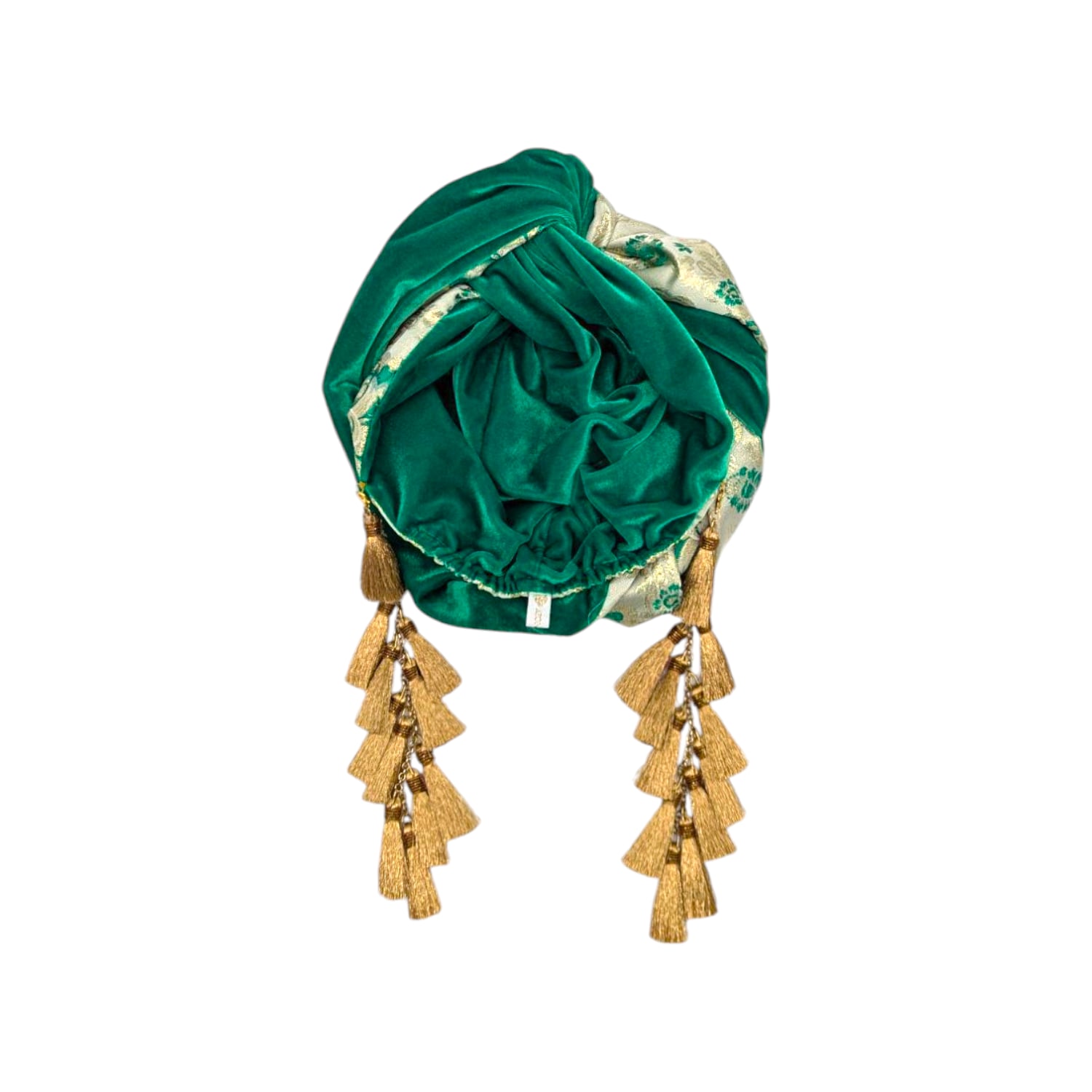 Julia Clancey Women's Gold / Green Kelly Velour Brocade Chacha Reversible Turban In Multi
