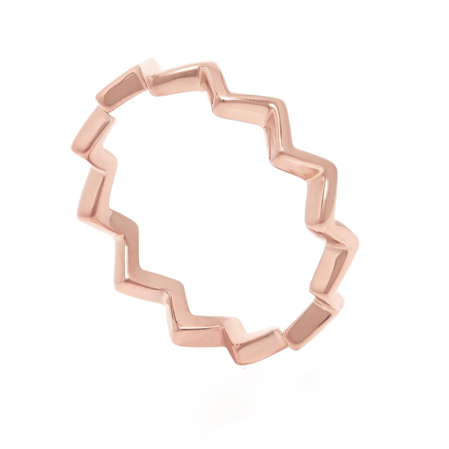Neola Design Women's Rose Gold Stacking Ring Contemporary Zigzag Design In Gold