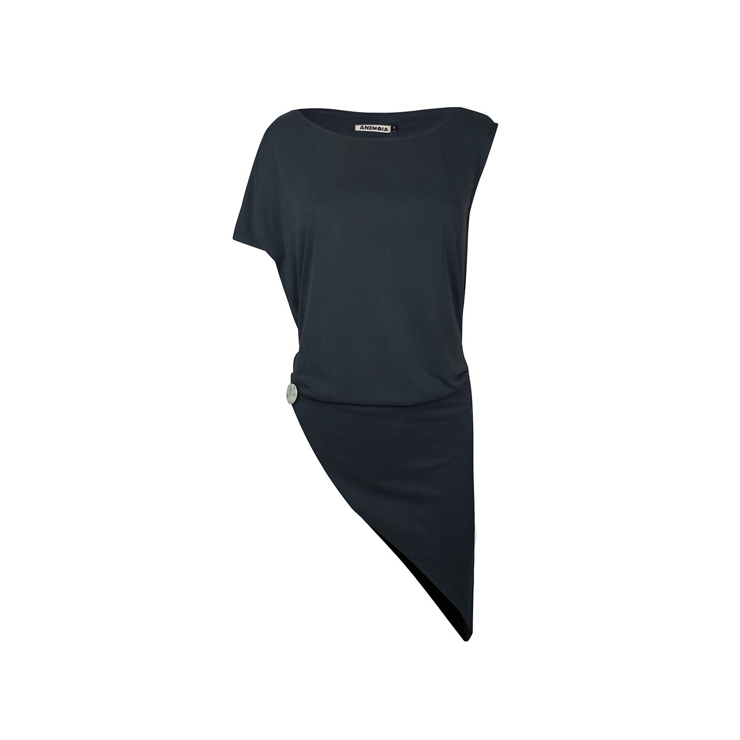Women's Grey Solene Navy Modal Draped Top | Medium | Anemoia
