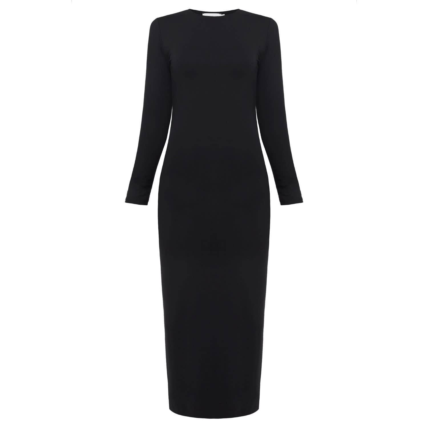 Kalini Black Fitted Midi Jersey Dress 