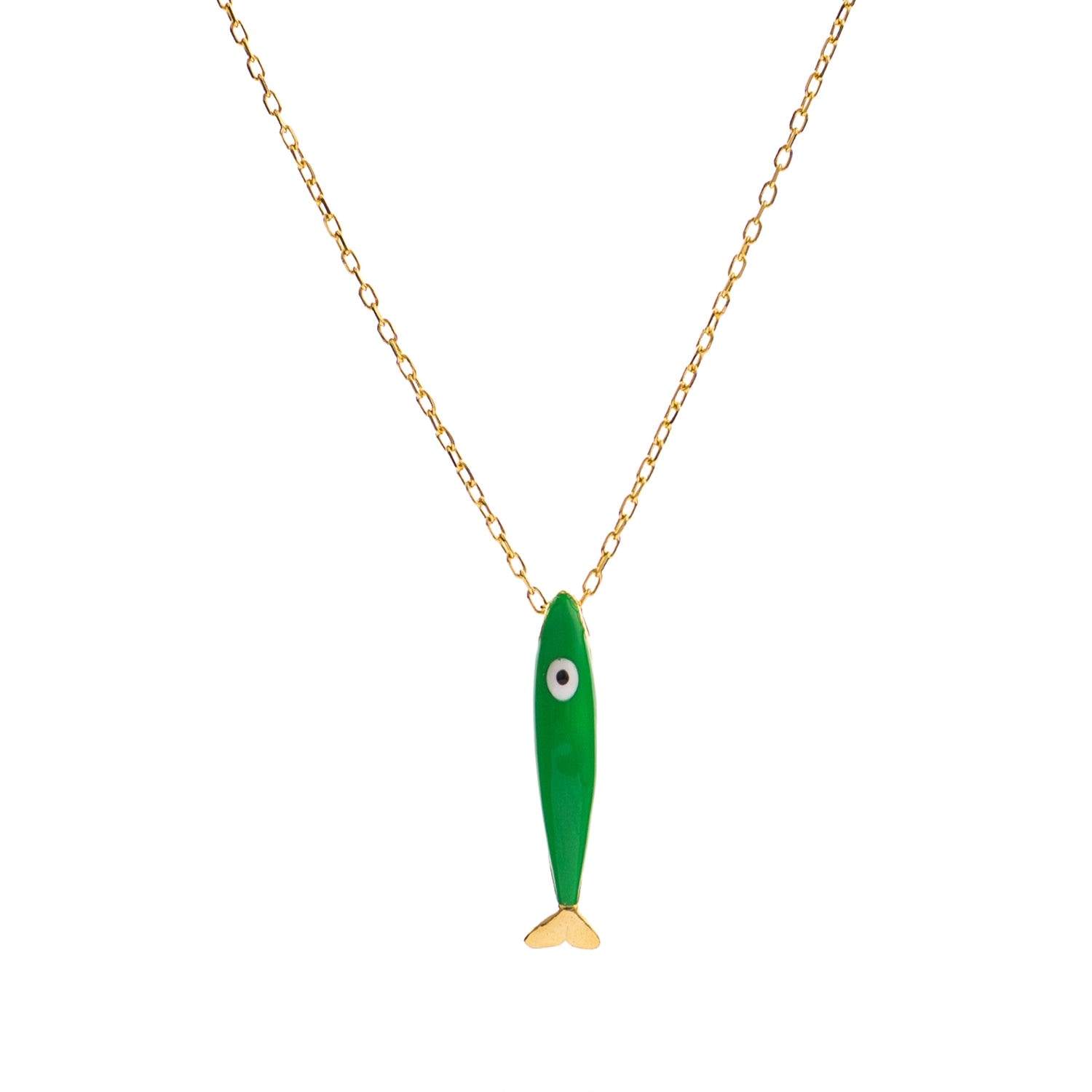 Ebru Jewelry Women's Gold / Green Spirit Fish Green Enamel Gold Necklace - Green In Gold