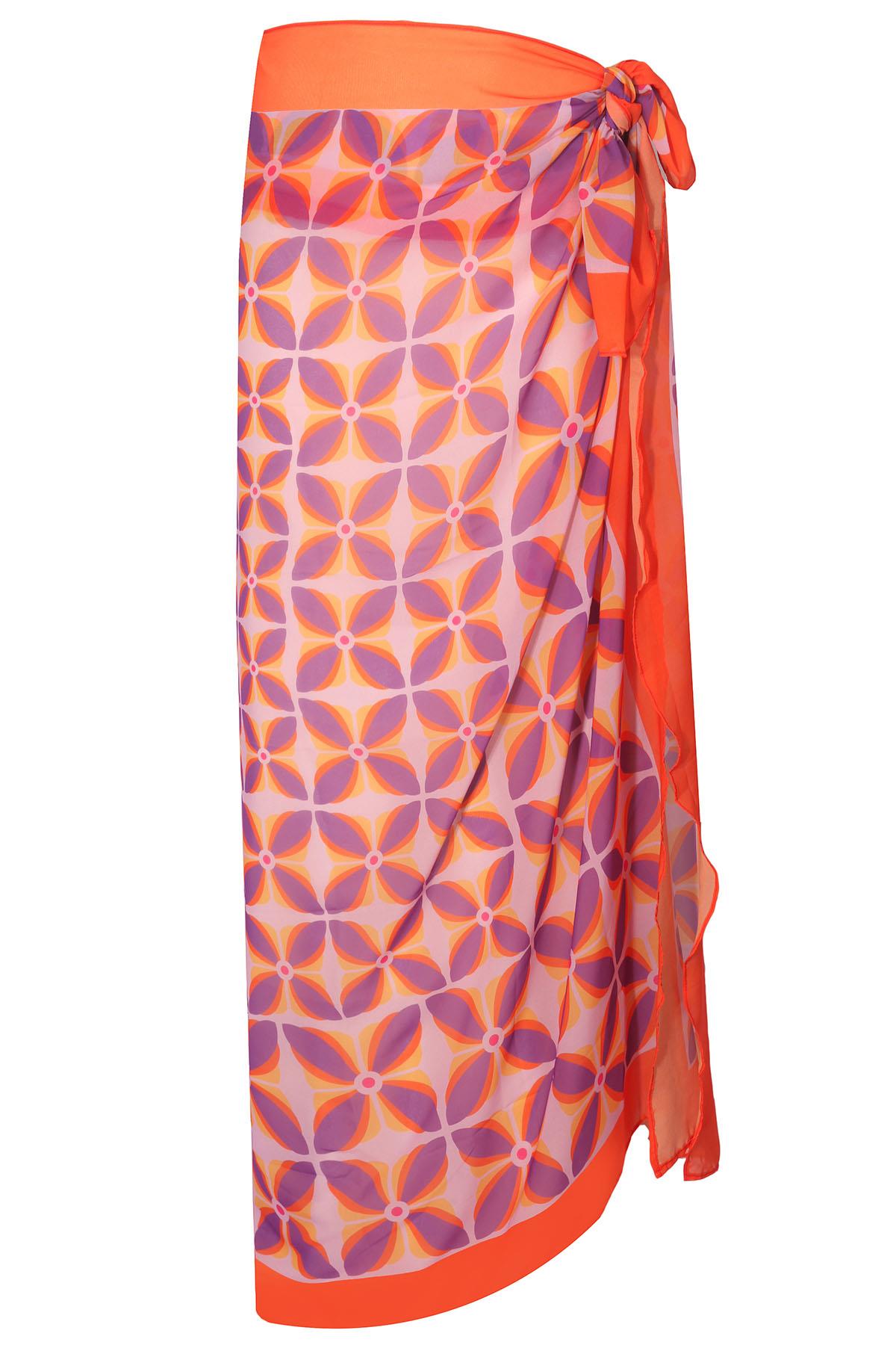 Women’s Yellow / Orange Lavender Floral Chiffon Pareo & Shawl In Lilac And Orange One Size Peraluna