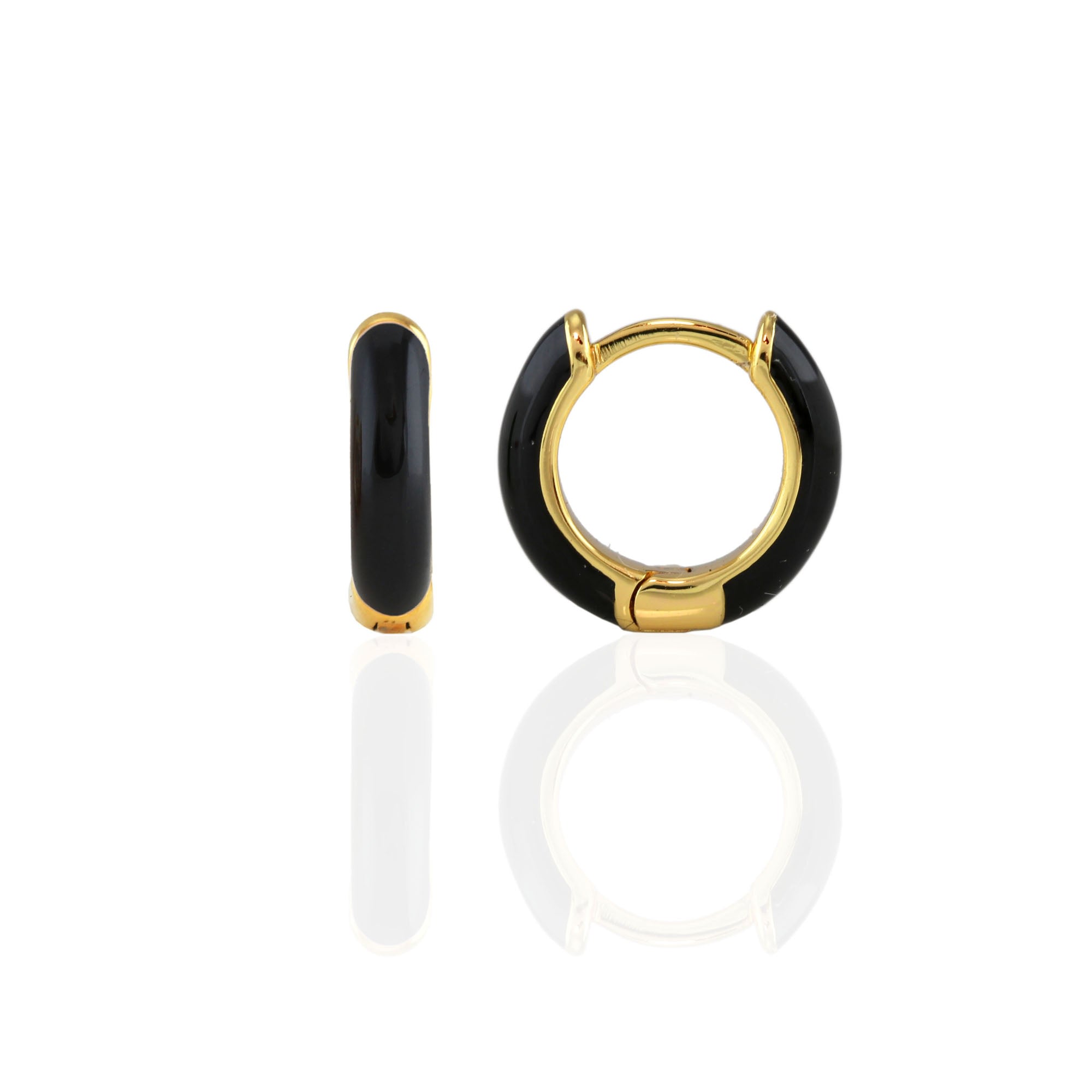 Women’s Black Enamel Hoop Earrings Gold Vermeil Kris Nations